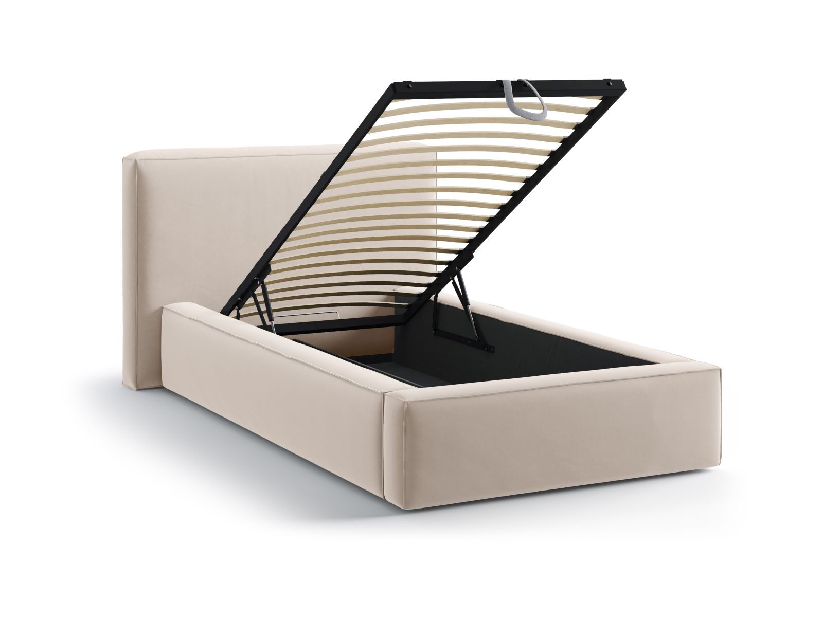 Velvet Storage Bed With Headboard, "Jodie", 136x223x95