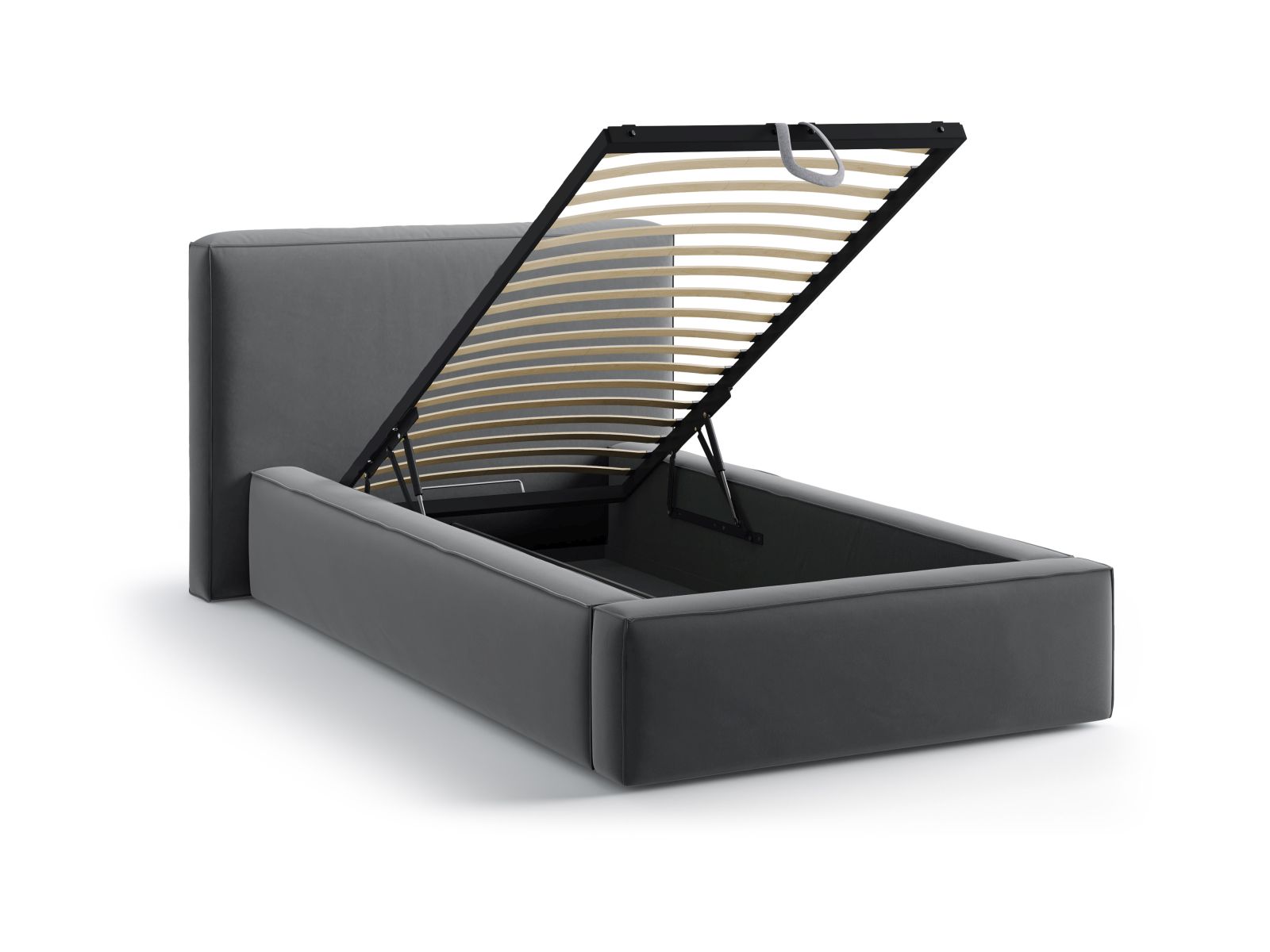 Velvet Storage Bed With Headboard, "Jodie", 136x223x95