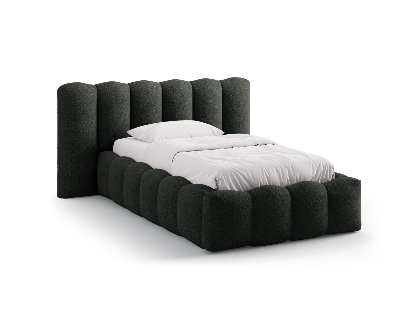 Boucle Storage Bed with Headboard, "Lupine", 174x226x95