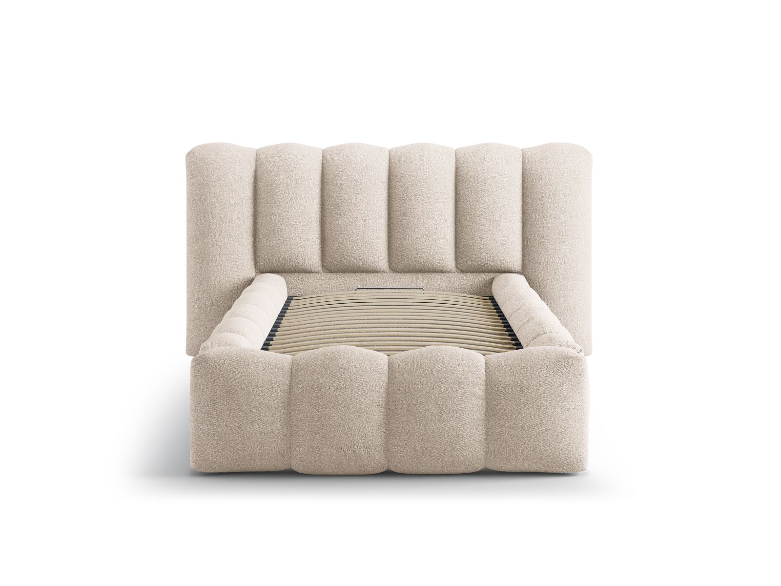Boucle Storage Bed with Headboard, "Lupine", 174x226x95