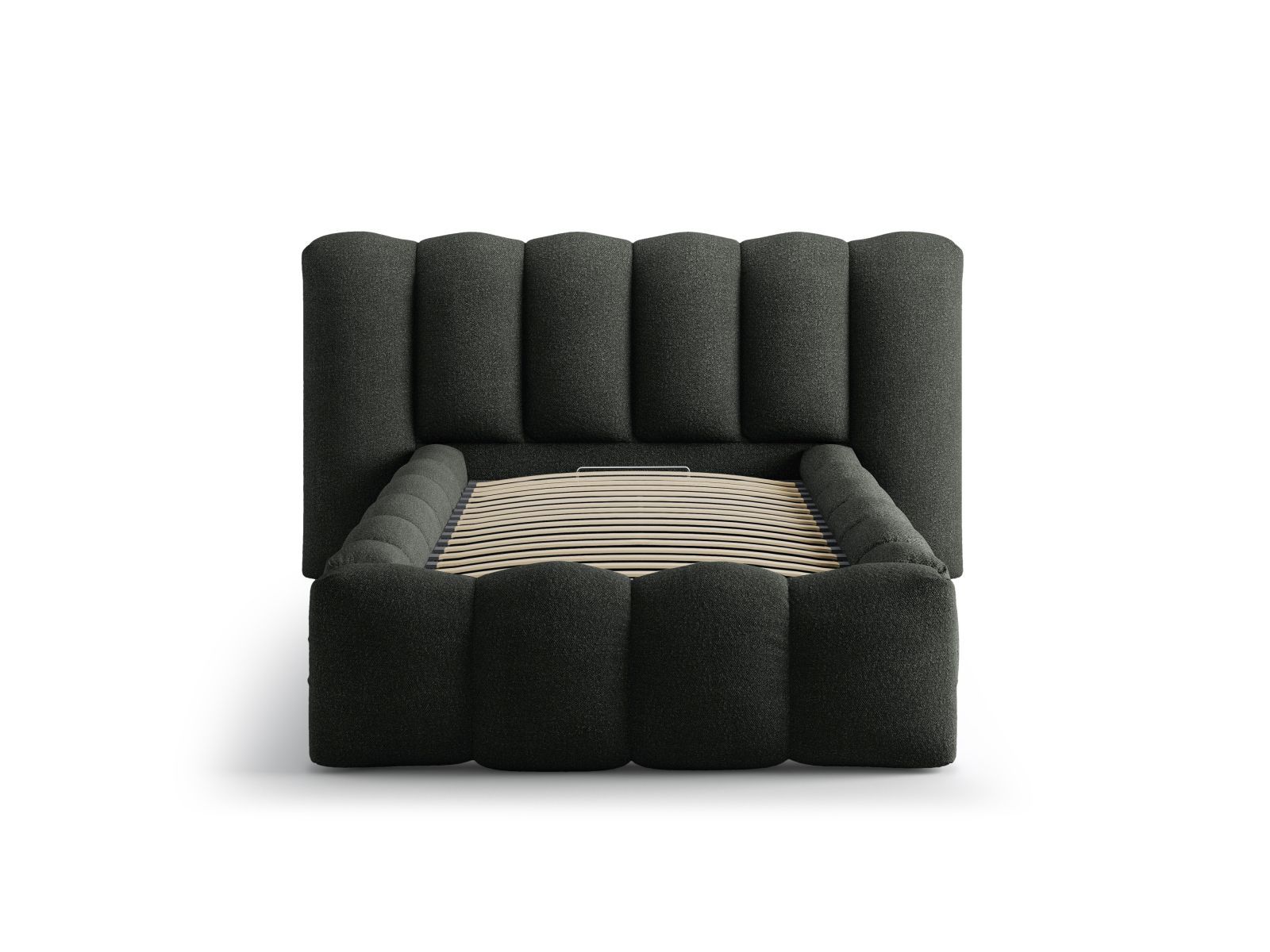 Boucle Storage Bed with Headboard, "Lupine", 174x226x95