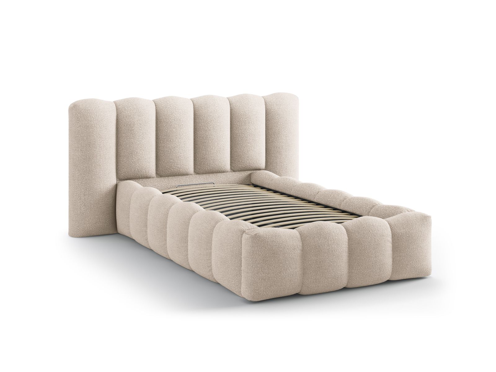 Boucle Storage Bed with Headboard, "Lupine", 174x226x95
