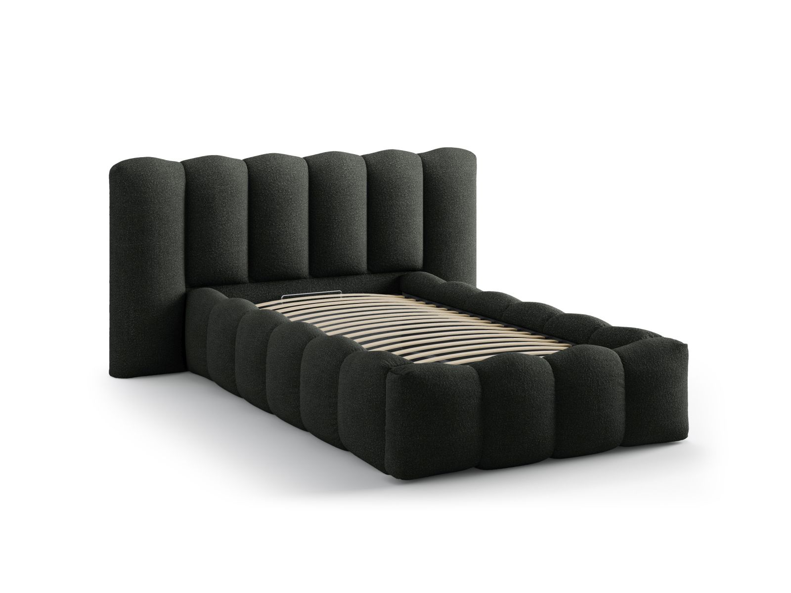 Boucle Storage Bed with Headboard, "Lupine", 174x226x95