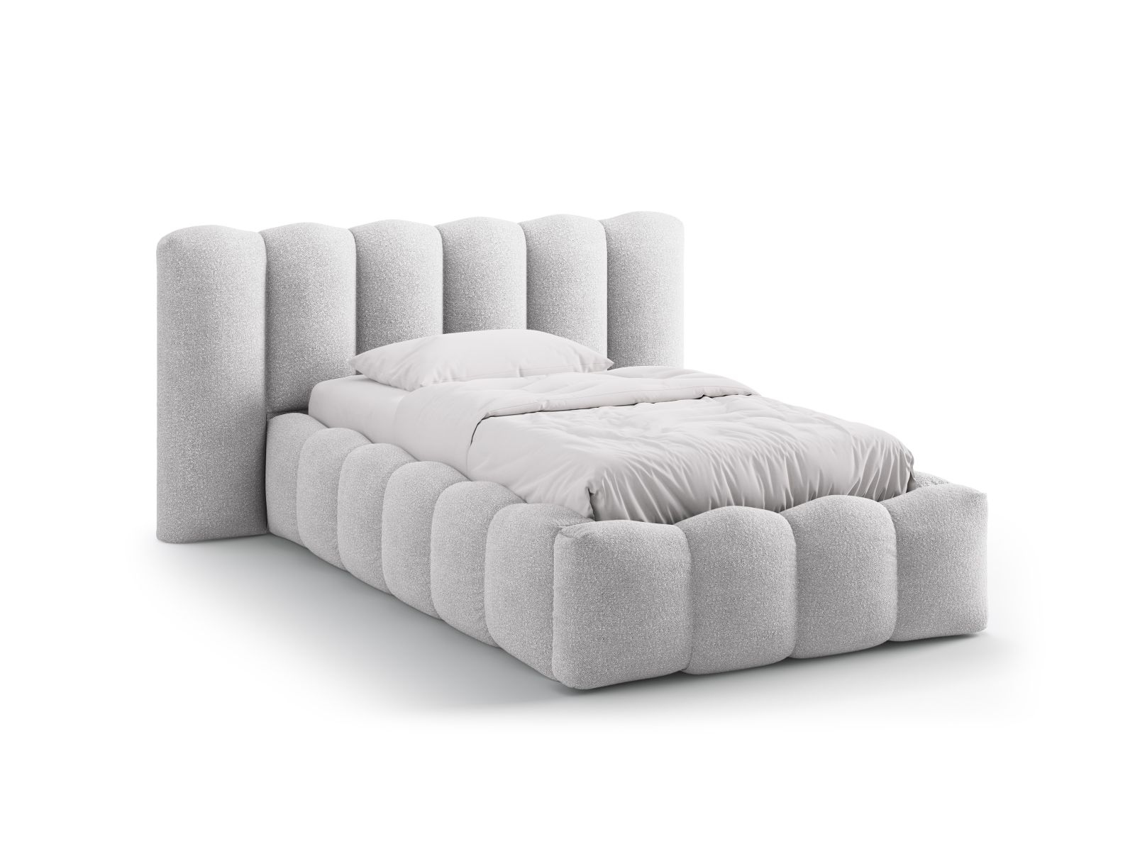 Boucle Storage Bed with Headboard, "Lupine", 174x226x95