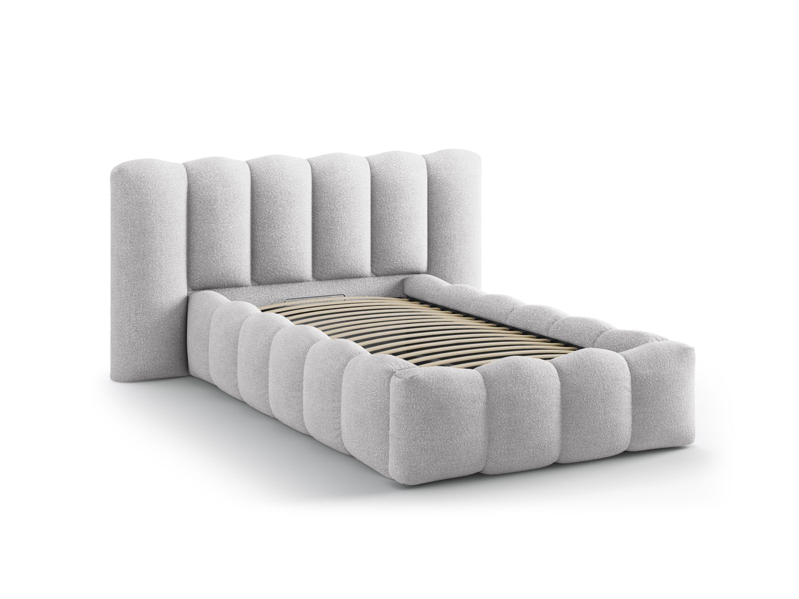 Boucle Storage Bed with Headboard, "Lupine", 174x226x95