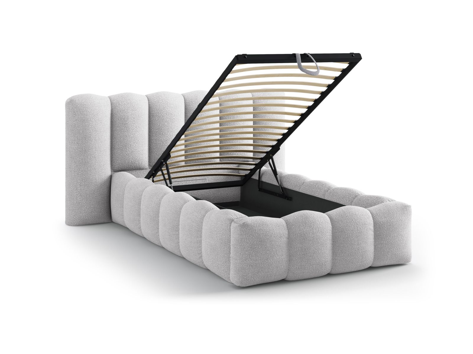 Boucle Storage Bed with Headboard, "Lupine", 174x226x95