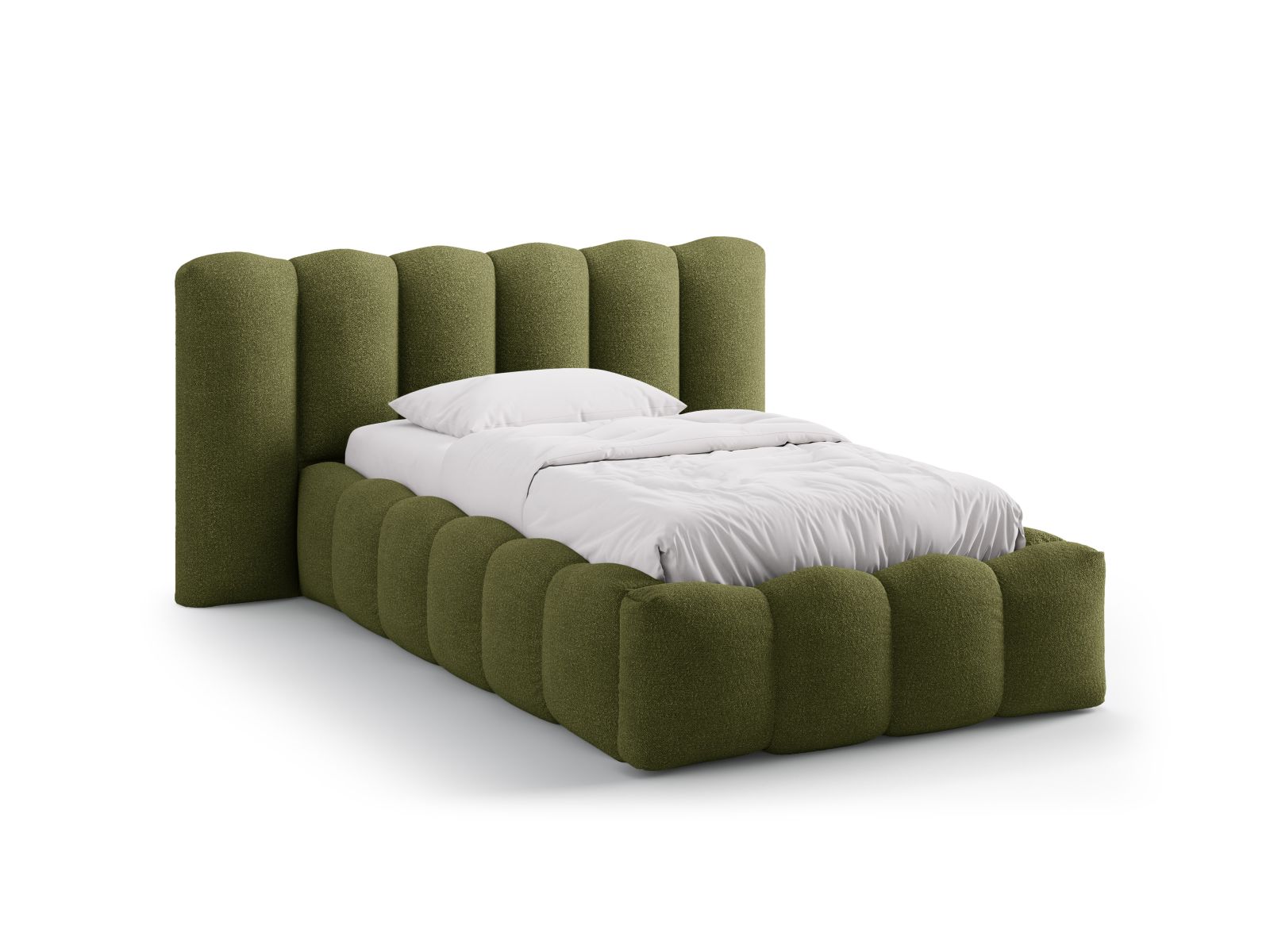 Boucle Storage Bed with Headboard, "Lupine", 174x226x95