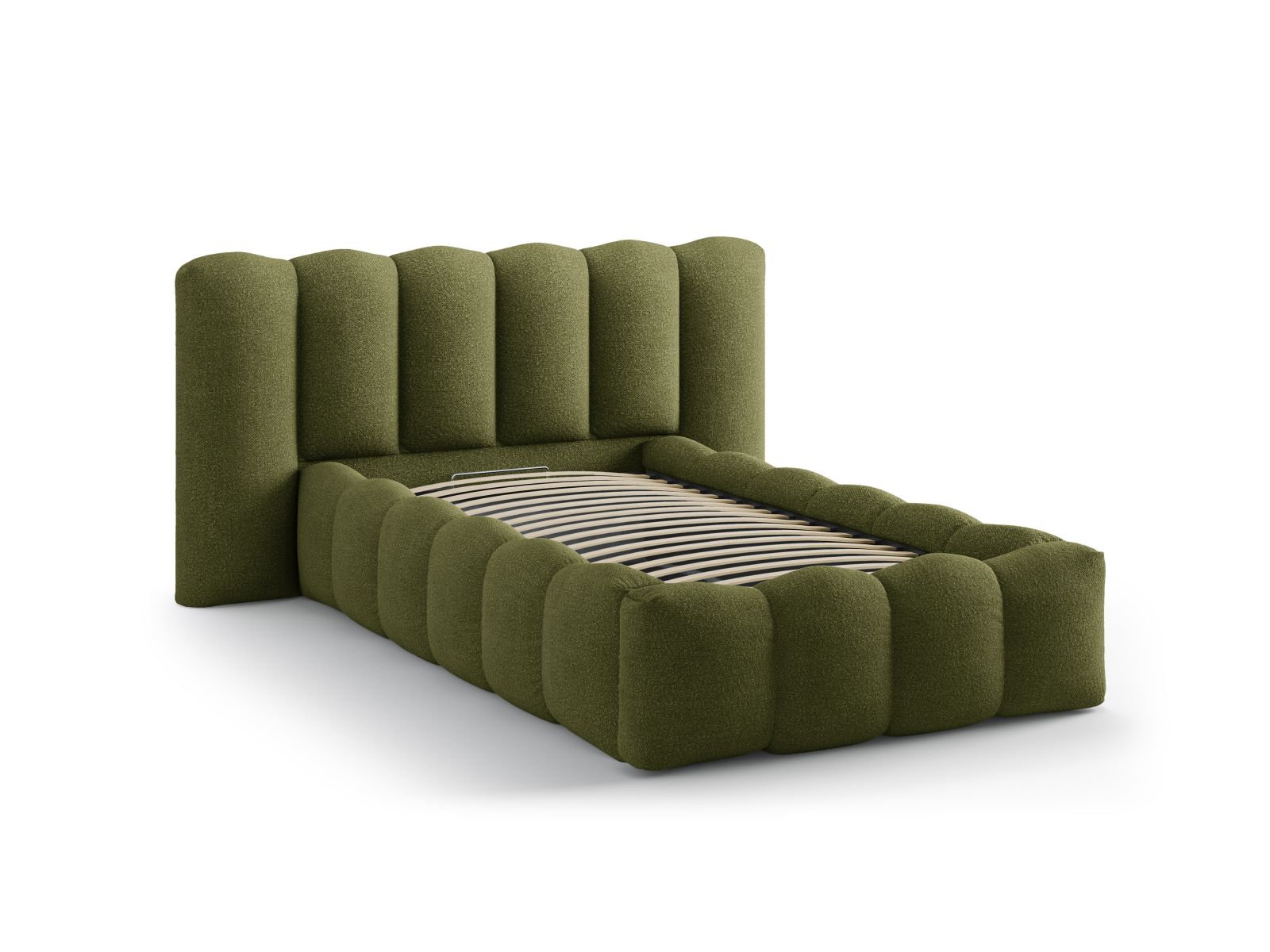 Boucle Storage Bed with Headboard, "Lupine", 174x226x95