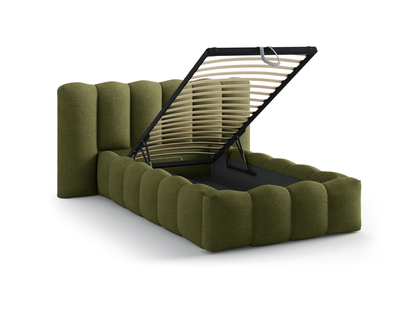Boucle Storage Bed with Headboard, "Lupine", 174x226x95