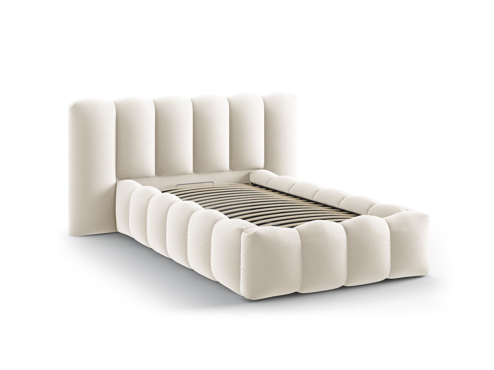 Velvet Storage Bed With Headboard, "Lupine", 174x226x95