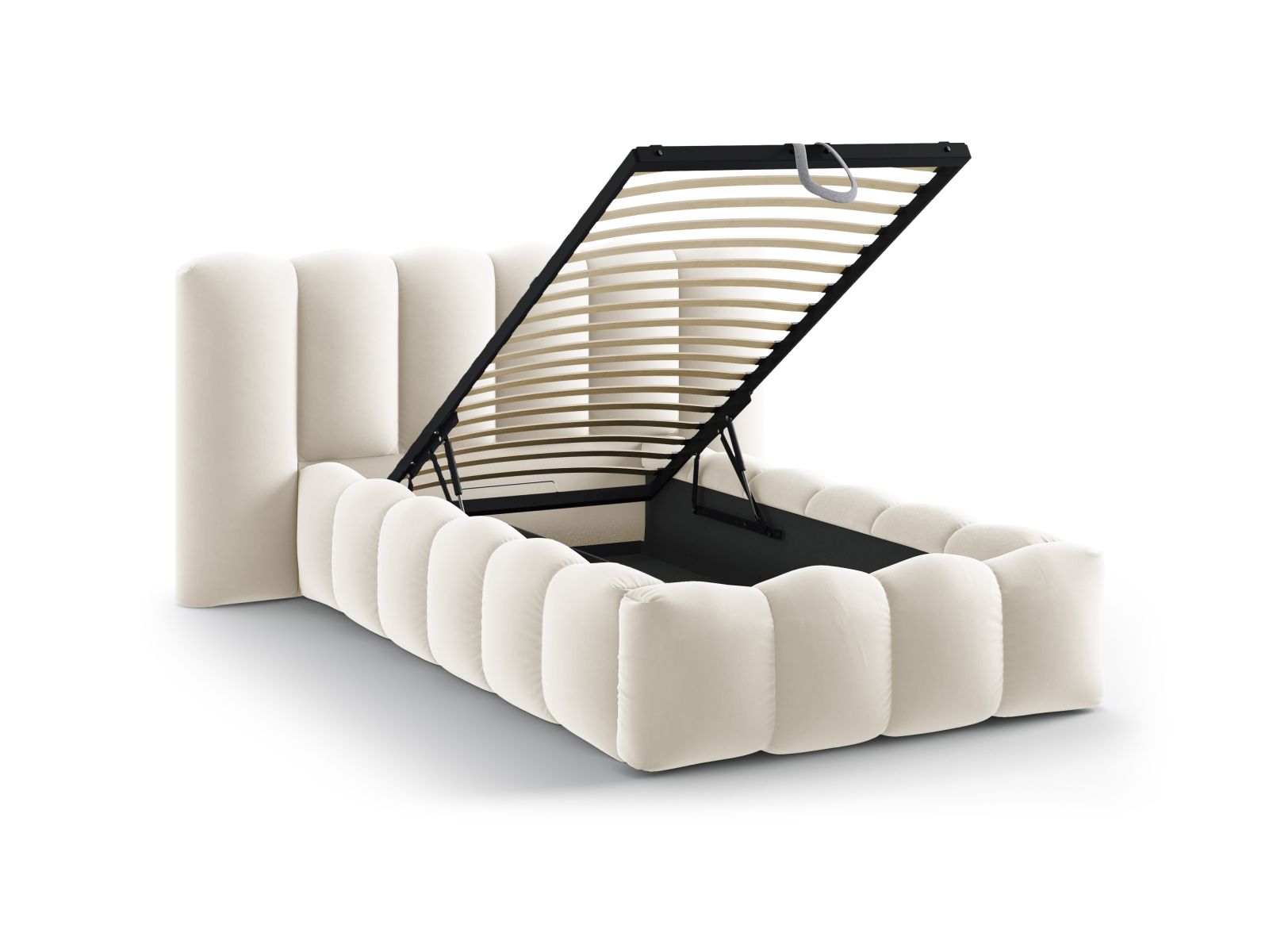 Velvet Storage Bed With Headboard, "Lupine", 174x226x95