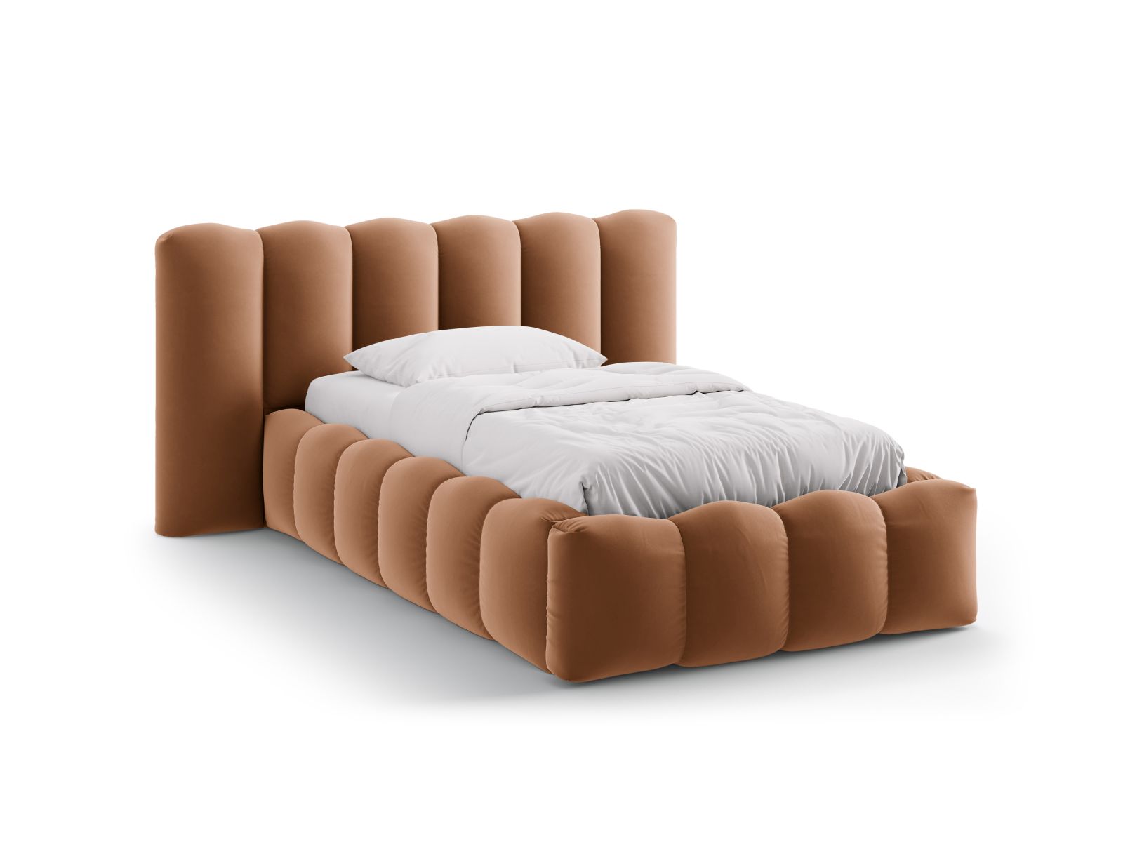 Velvet Storage Bed With Headboard, "Lupine", 174x226x95