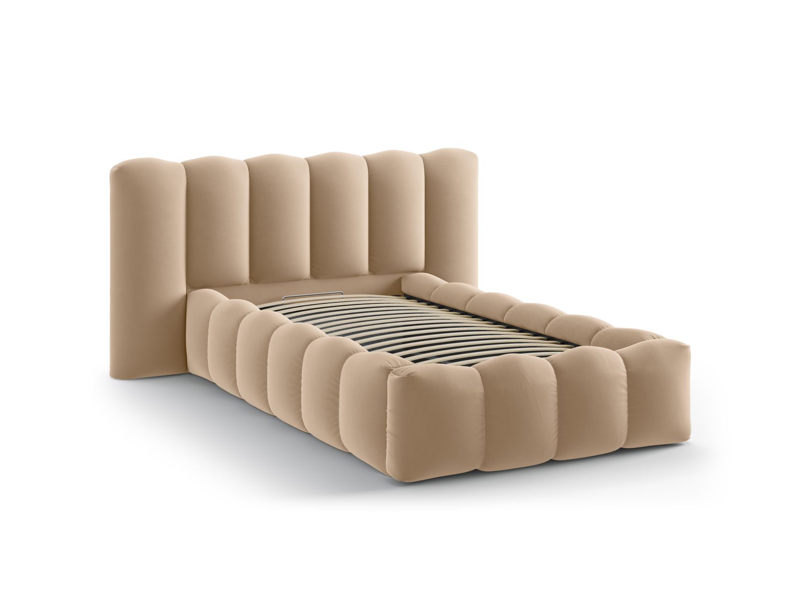 Velvet Storage Bed With Headboard, "Lupine", 174x226x95