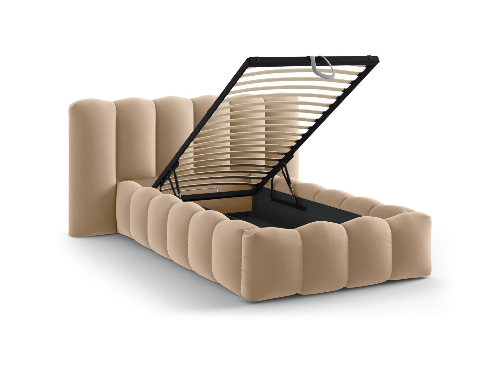 Velvet Storage Bed With Headboard, "Lupine", 174x226x95