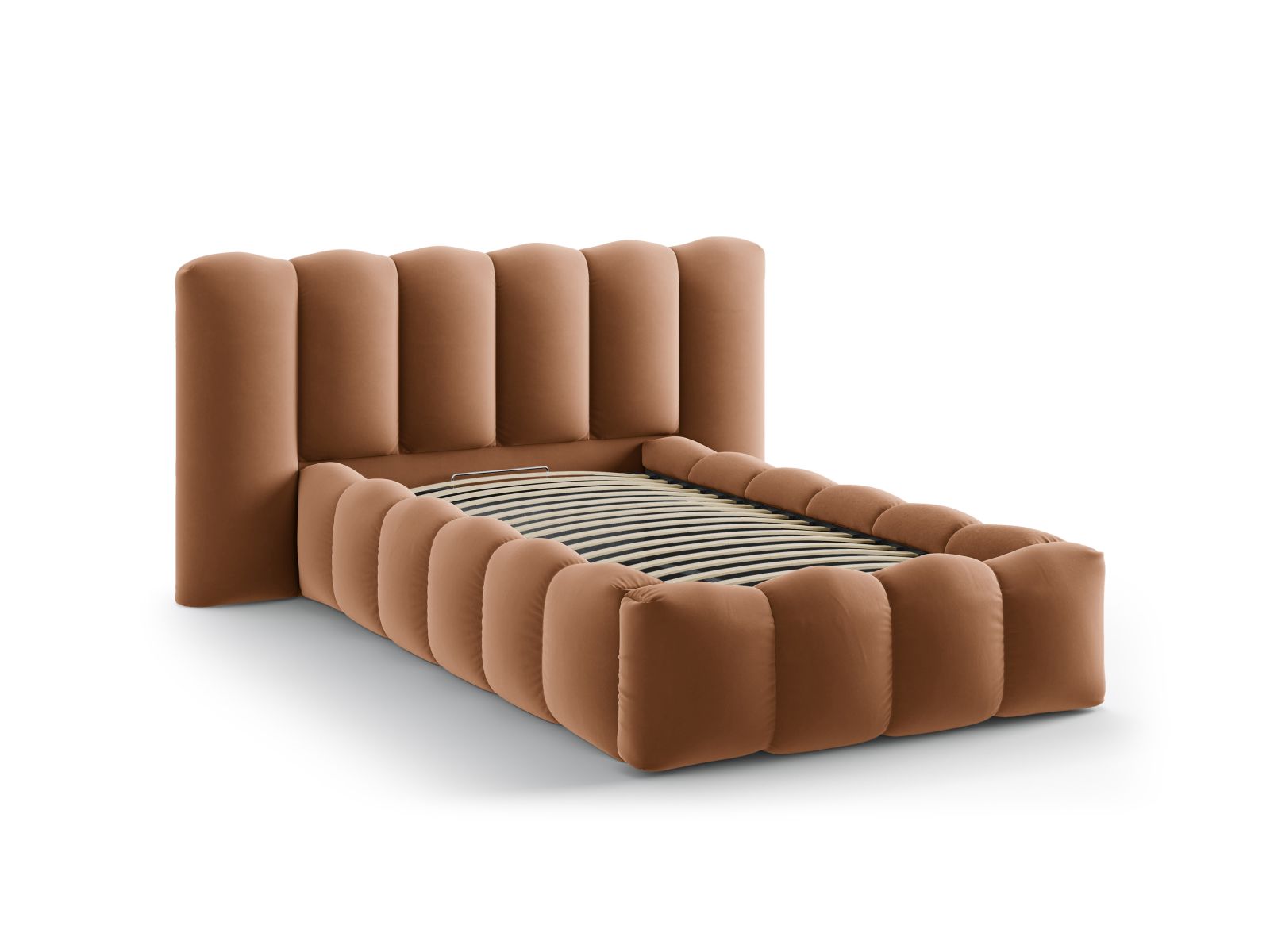 Velvet Storage Bed With Headboard, "Lupine", 174x226x95