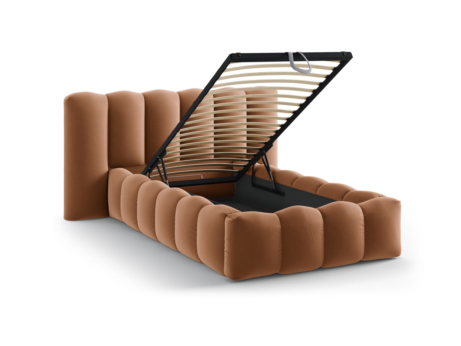 Velvet Storage Bed With Headboard, "Lupine", 174x226x95