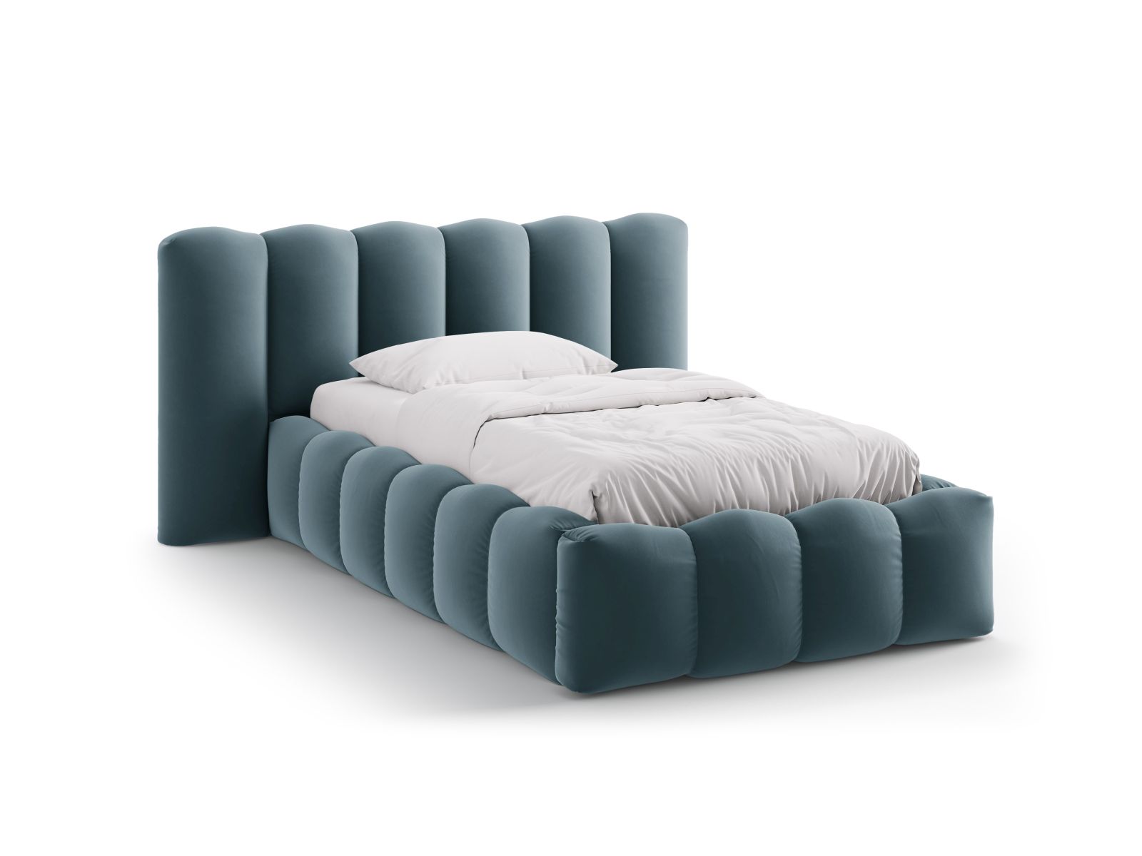 Velvet Storage Bed With Headboard, "Lupine", 174x226x95