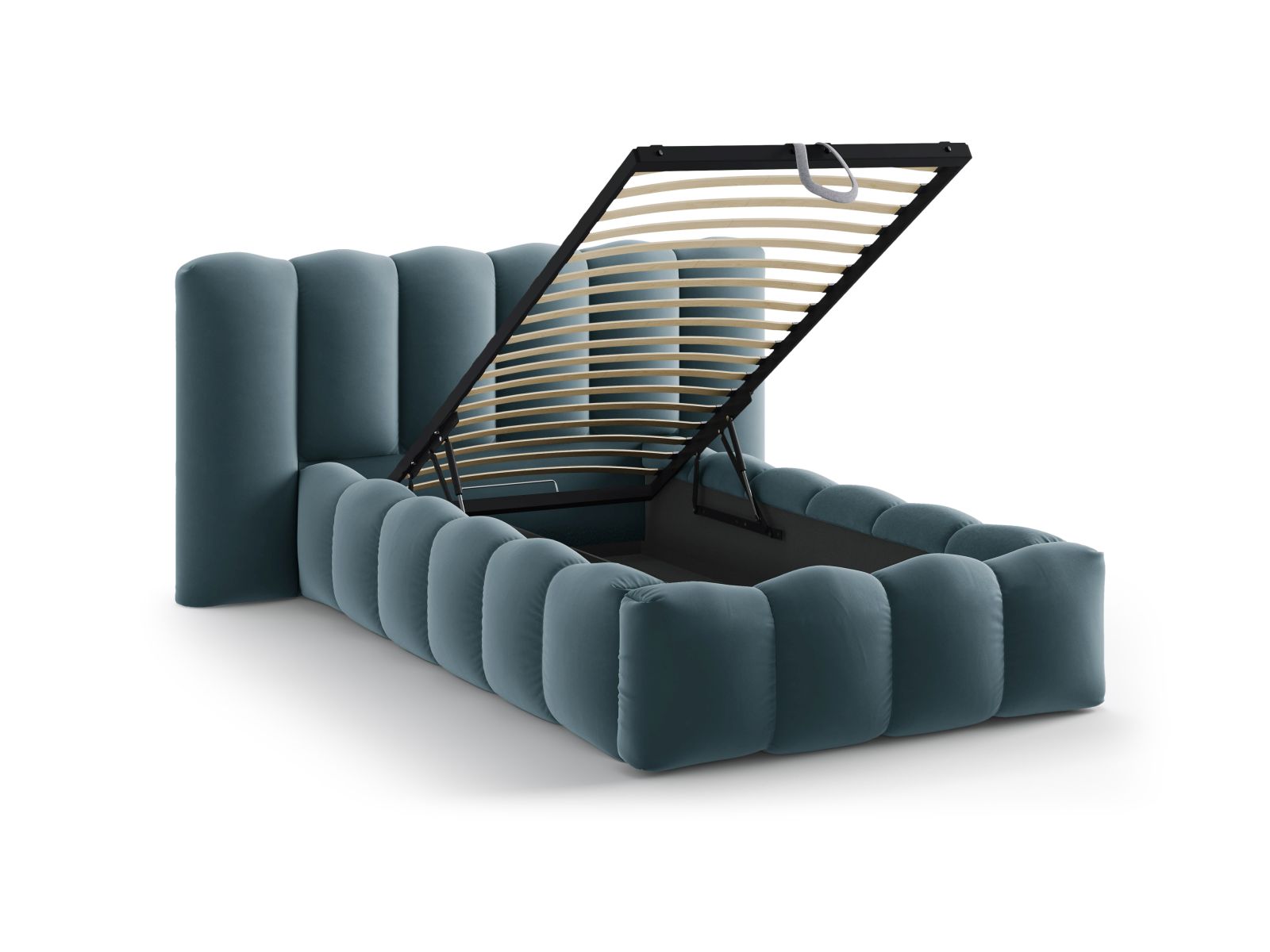 Velvet Storage Bed With Headboard, "Lupine", 174x226x95