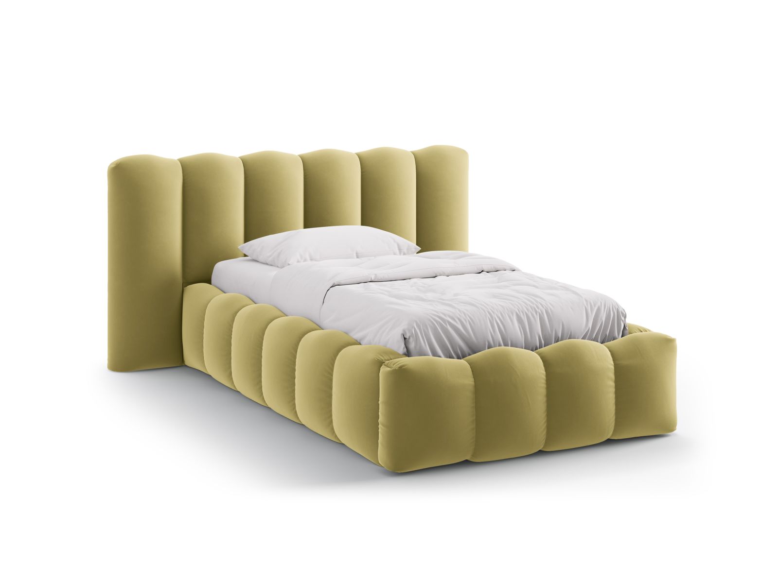 Velvet Storage Bed With Headboard, "Lupine", 174x226x95