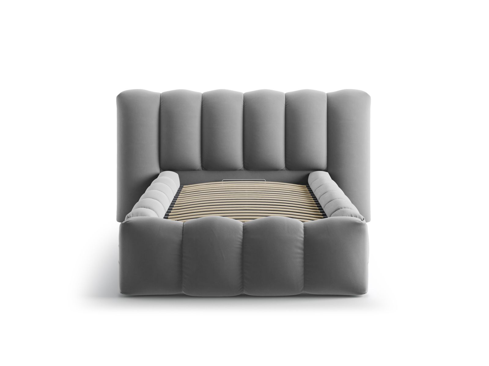 Velvet Storage Bed With Headboard, "Lupine", 174x226x95