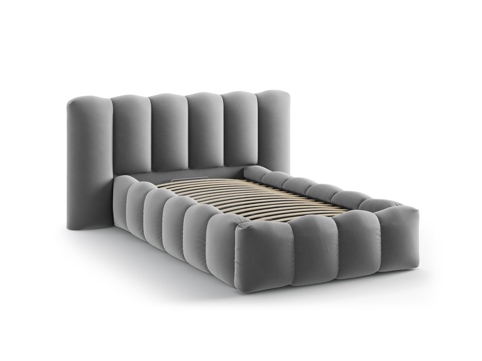 Velvet Storage Bed With Headboard, "Lupine", 174x226x95