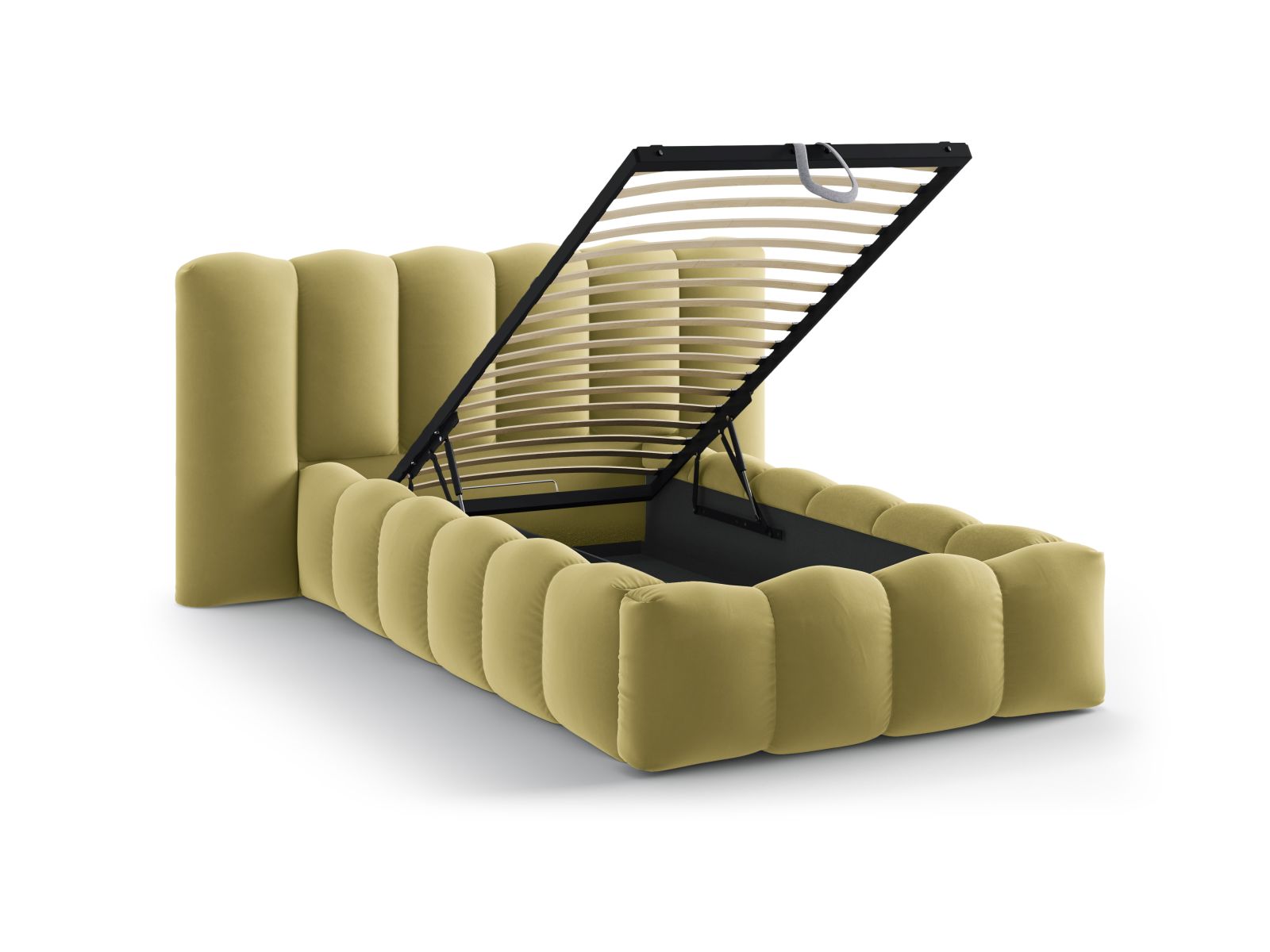 Velvet Storage Bed With Headboard, "Lupine", 174x226x95