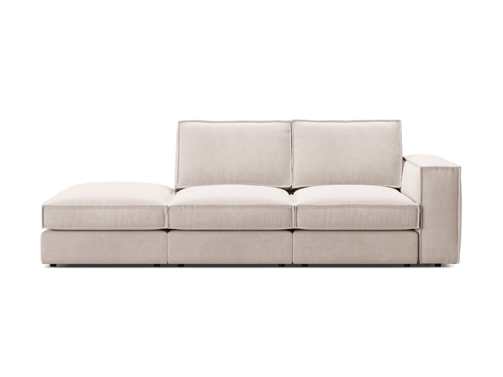 Velvet Modular Left Open Sofa, "Pola", 3 Seats, 259x103x88
