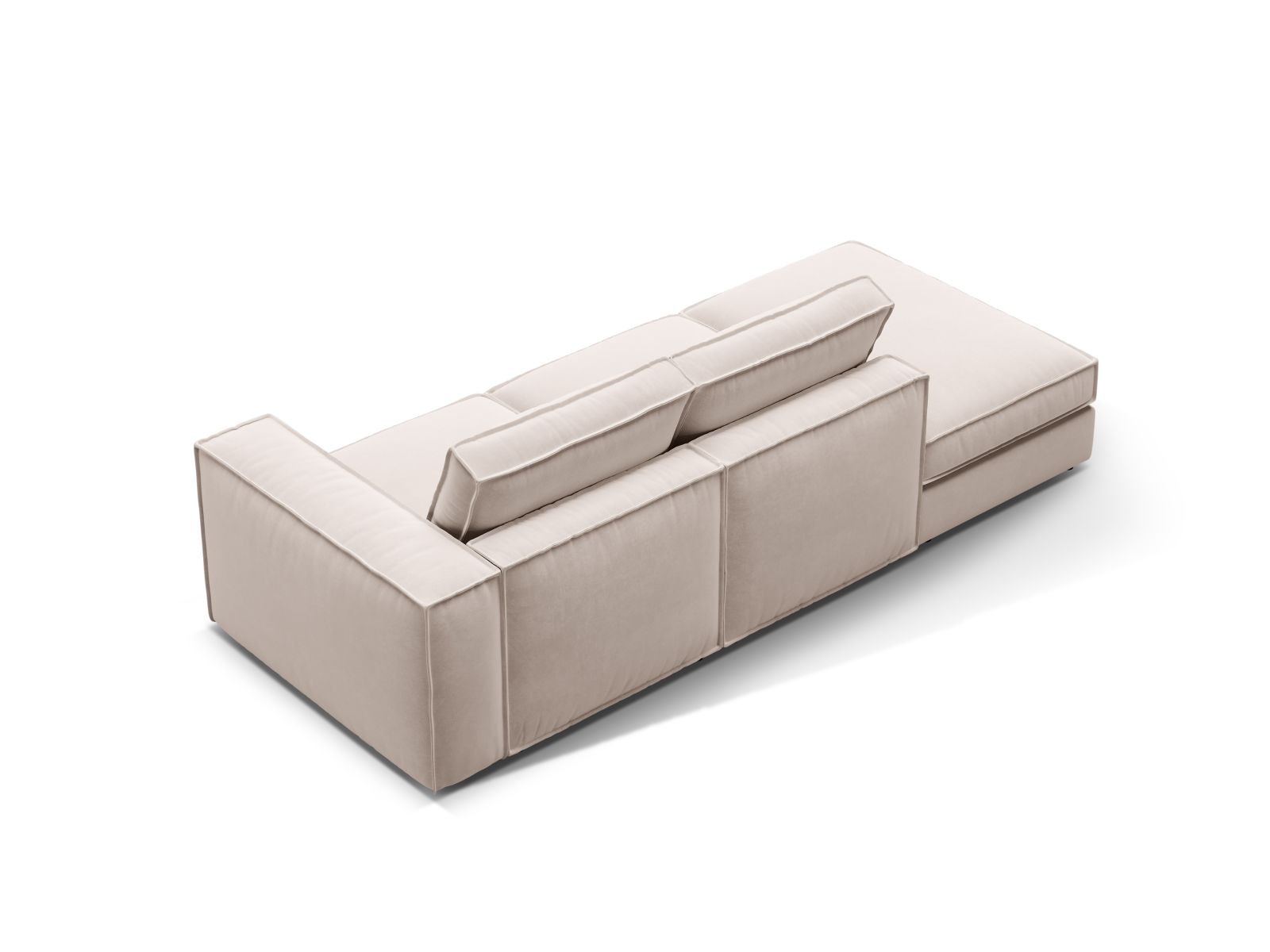 Velvet Modular Left Open Sofa, "Pola", 3 Seats, 259x103x88