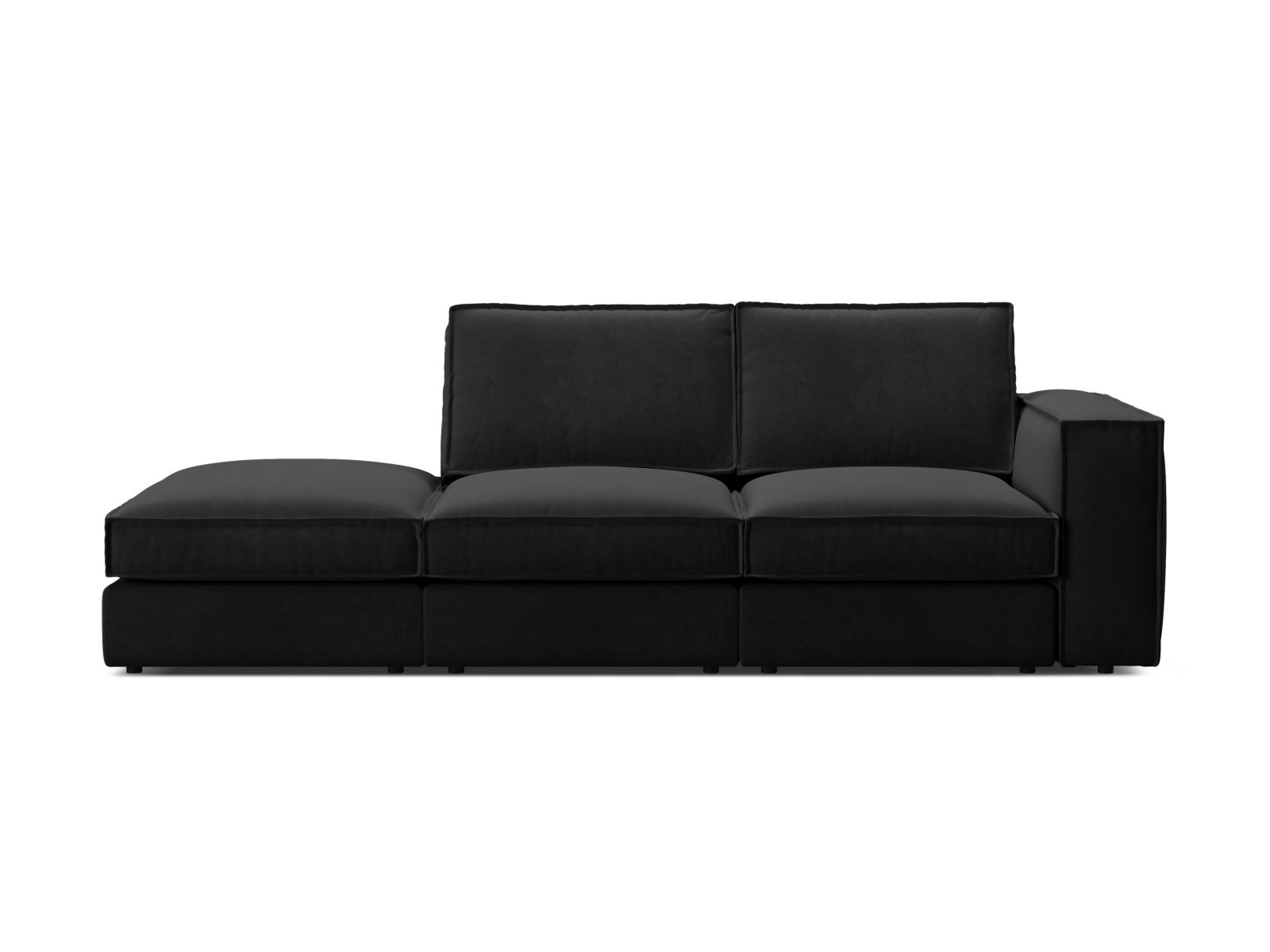 Velvet Modular Left Open Sofa, "Pola", 3 Seats, 259x103x88