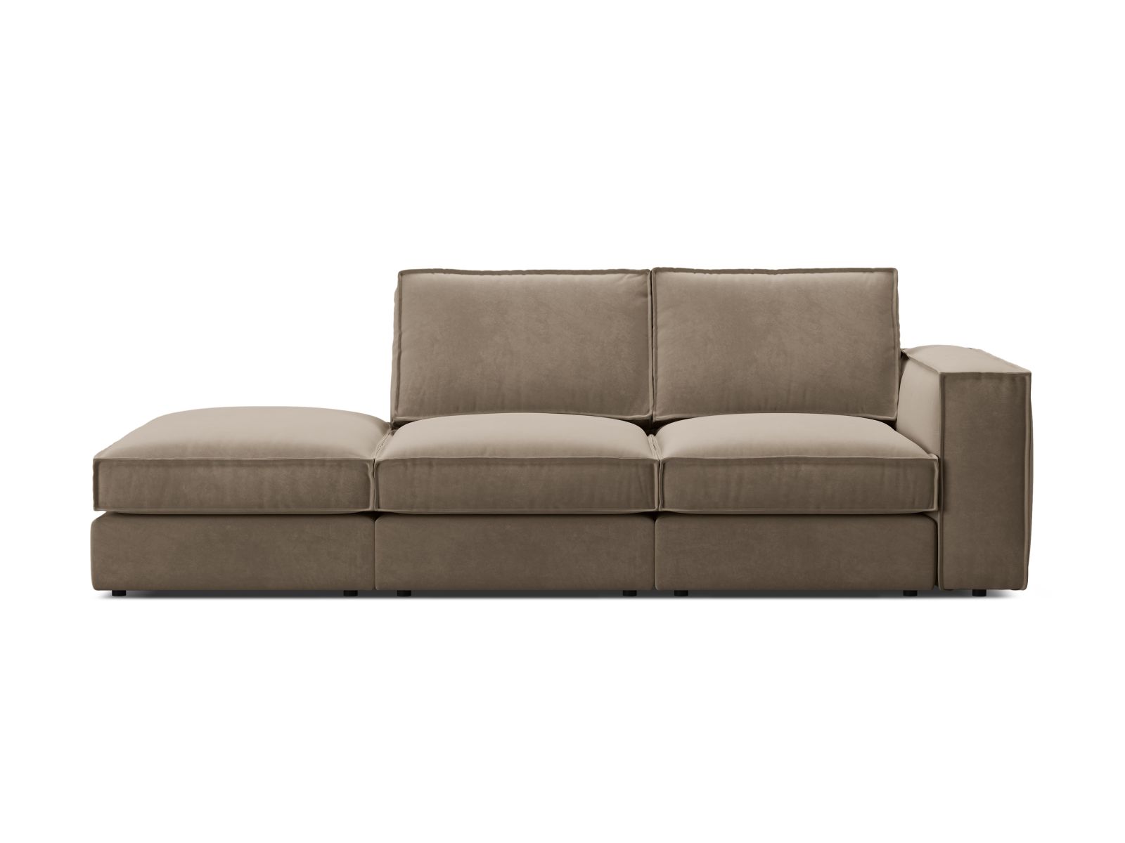 Velvet Modular Left Open Sofa, "Pola", 3 Seats, 259x103x88