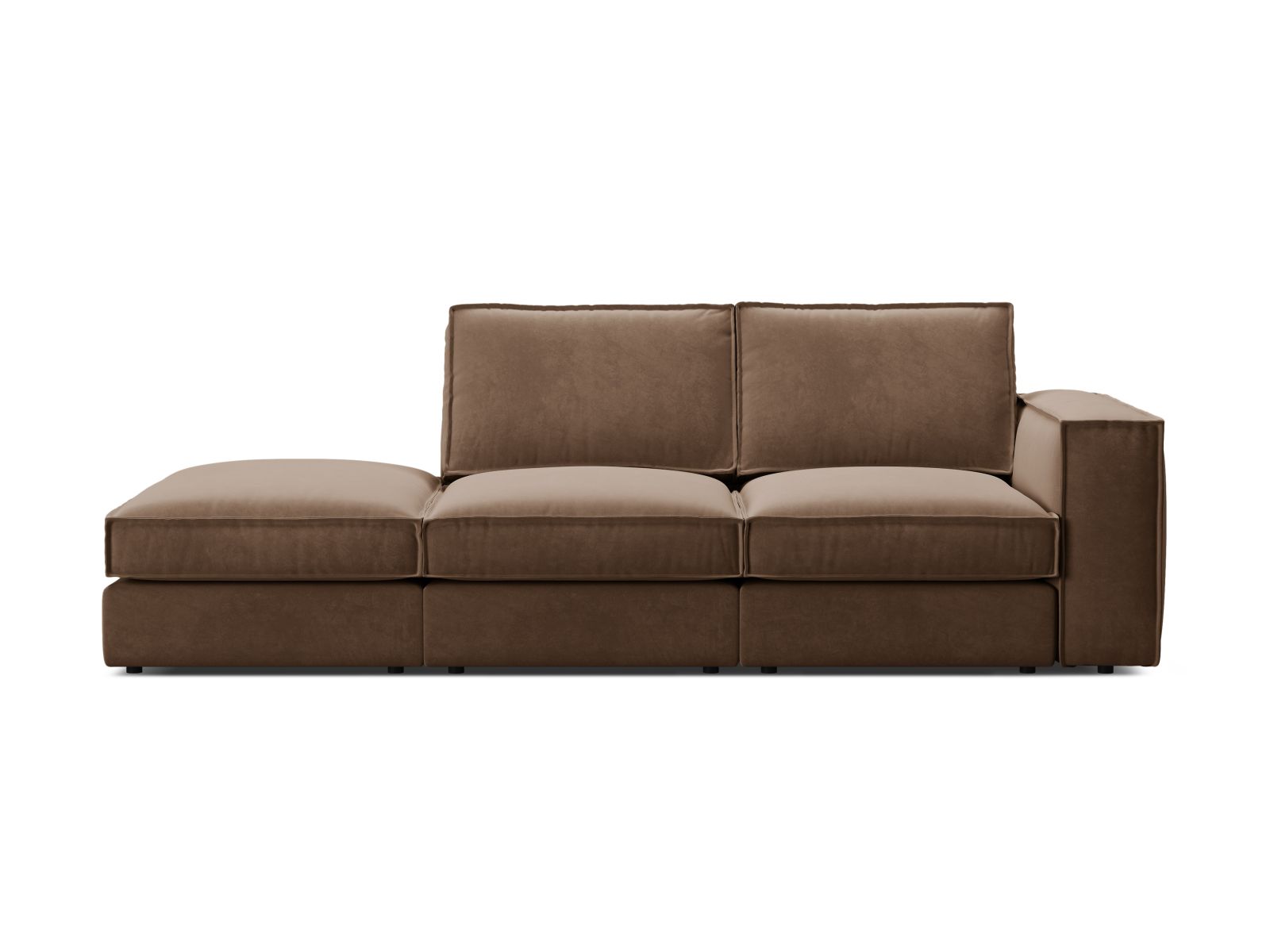 Velvet Modular Left Open Sofa, "Pola", 3 Seats, 259x103x88