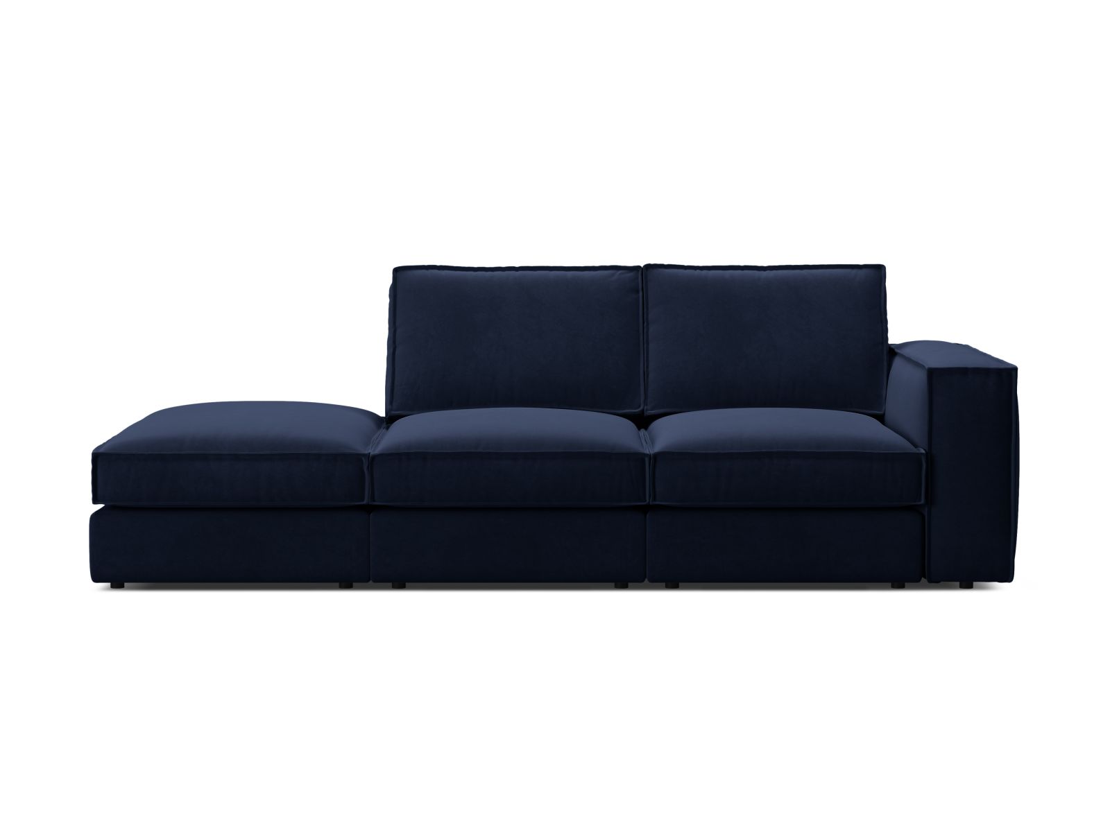 Velvet Modular Left Open Sofa, "Pola", 3 Seats, 259x103x88