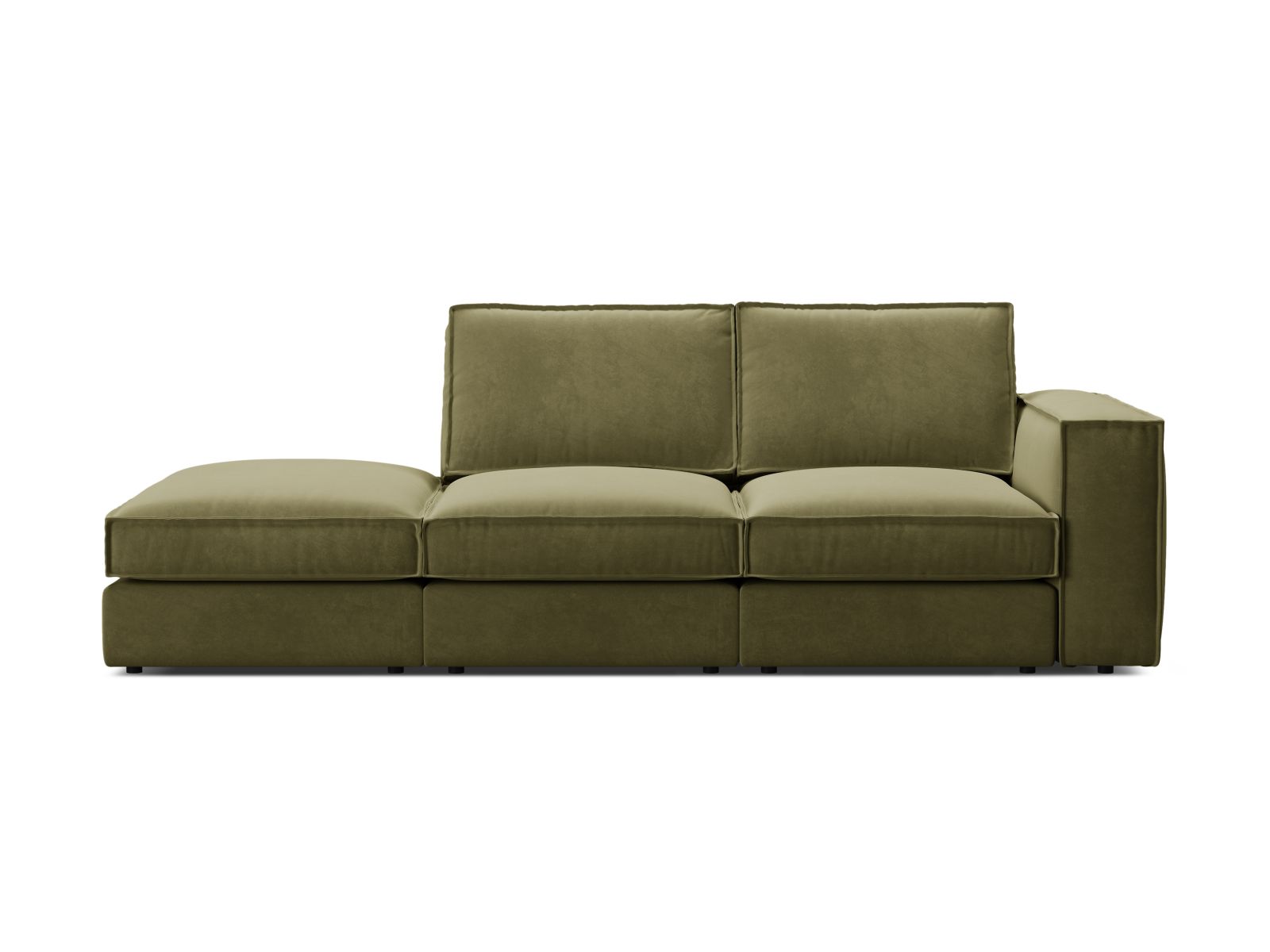 Velvet Modular Left Open Sofa, "Pola", 3 Seats, 259x103x88