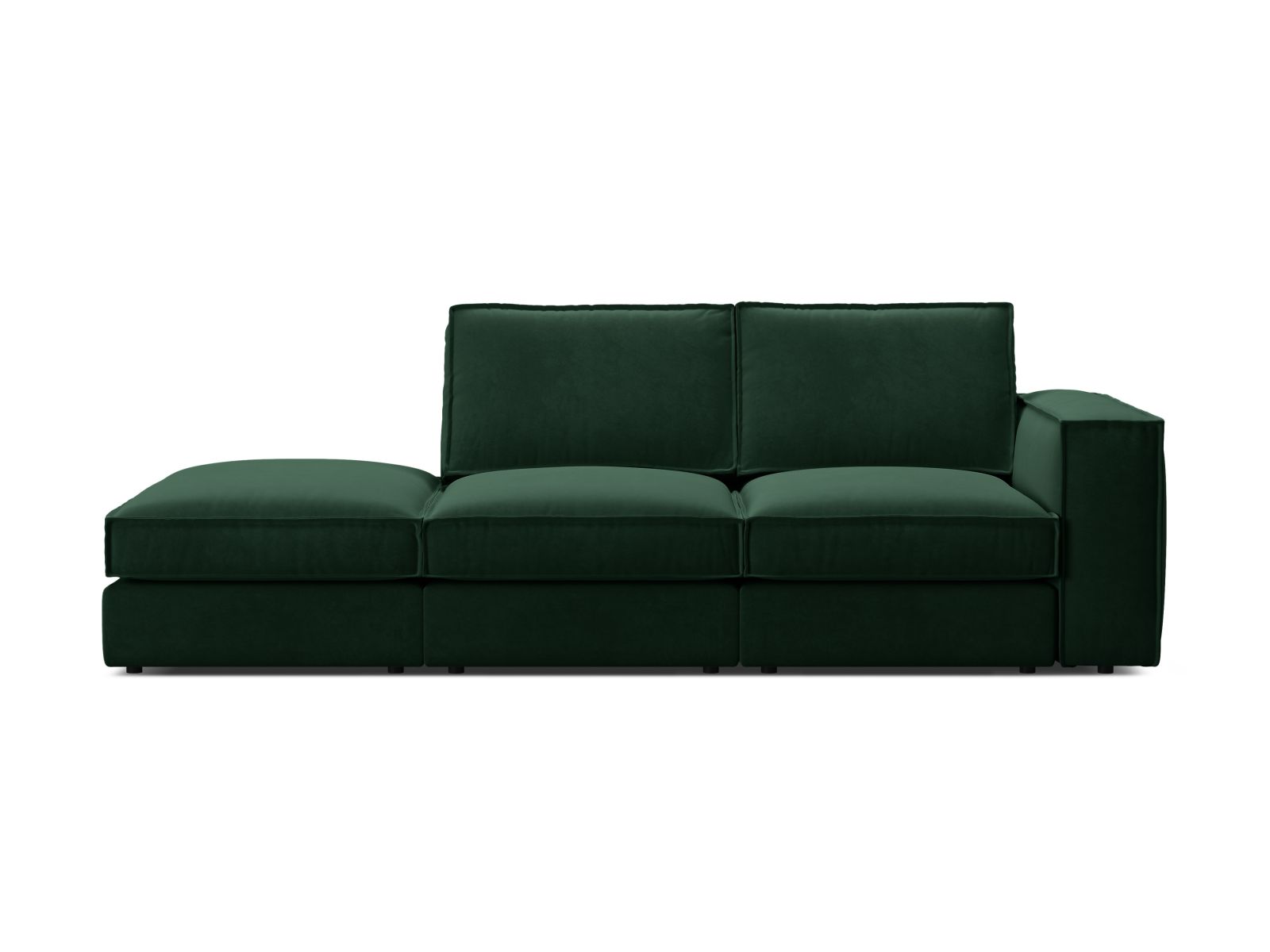 Velvet Modular Left Open Sofa, "Pola", 3 Seats, 259x103x88