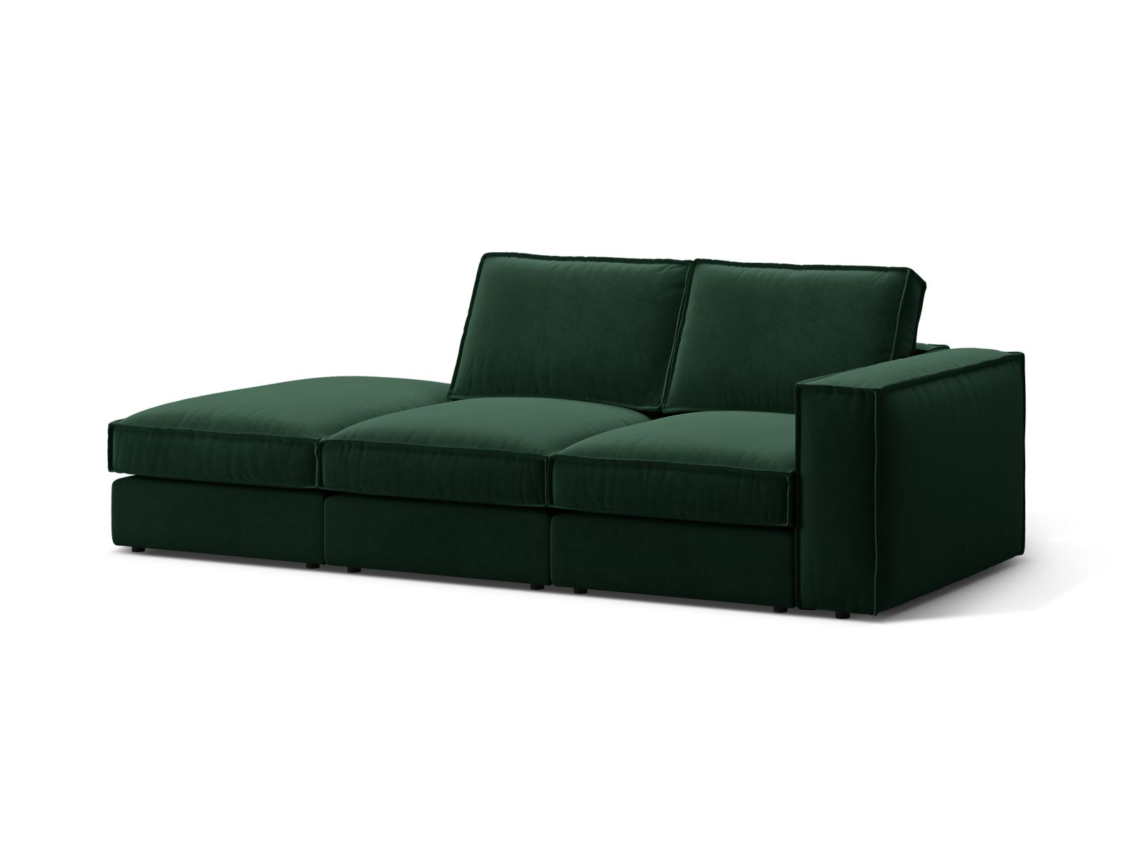 Velvet Modular Left Open Sofa, "Pola", 3 Seats, 259x103x88