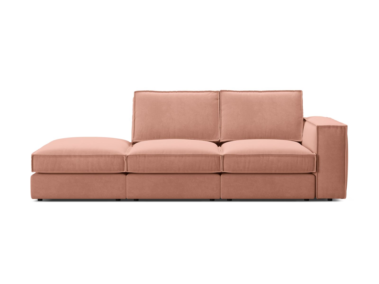 Velvet Modular Left Open Sofa, "Pola", 3 Seats, 259x103x88