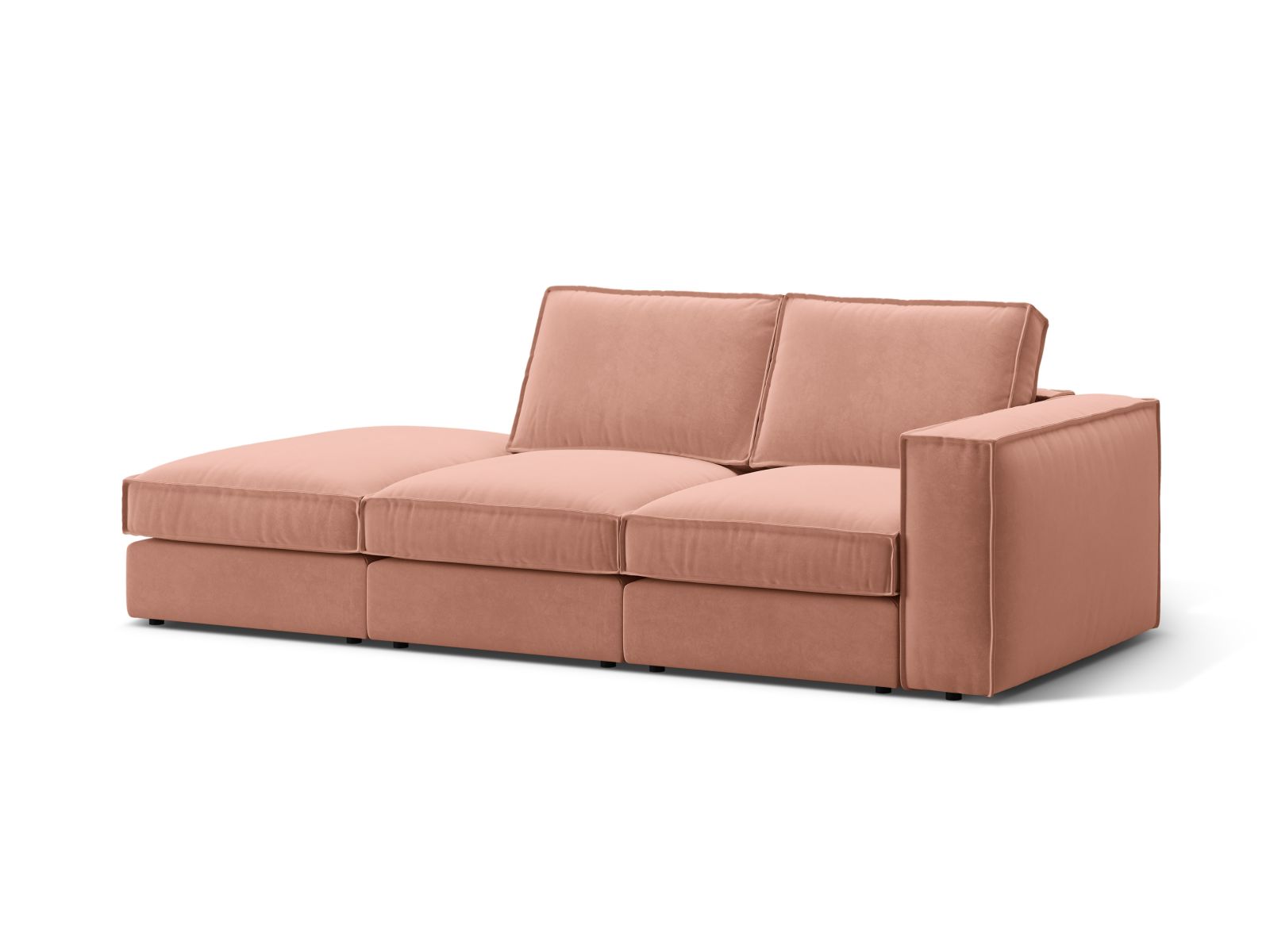 Velvet Modular Left Open Sofa, "Pola", 3 Seats, 259x103x88