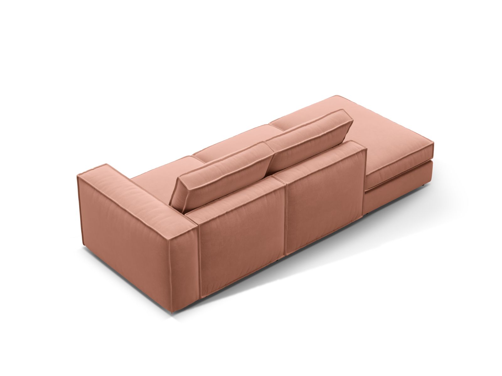 Velvet Modular Left Open Sofa, "Pola", 3 Seats, 259x103x88