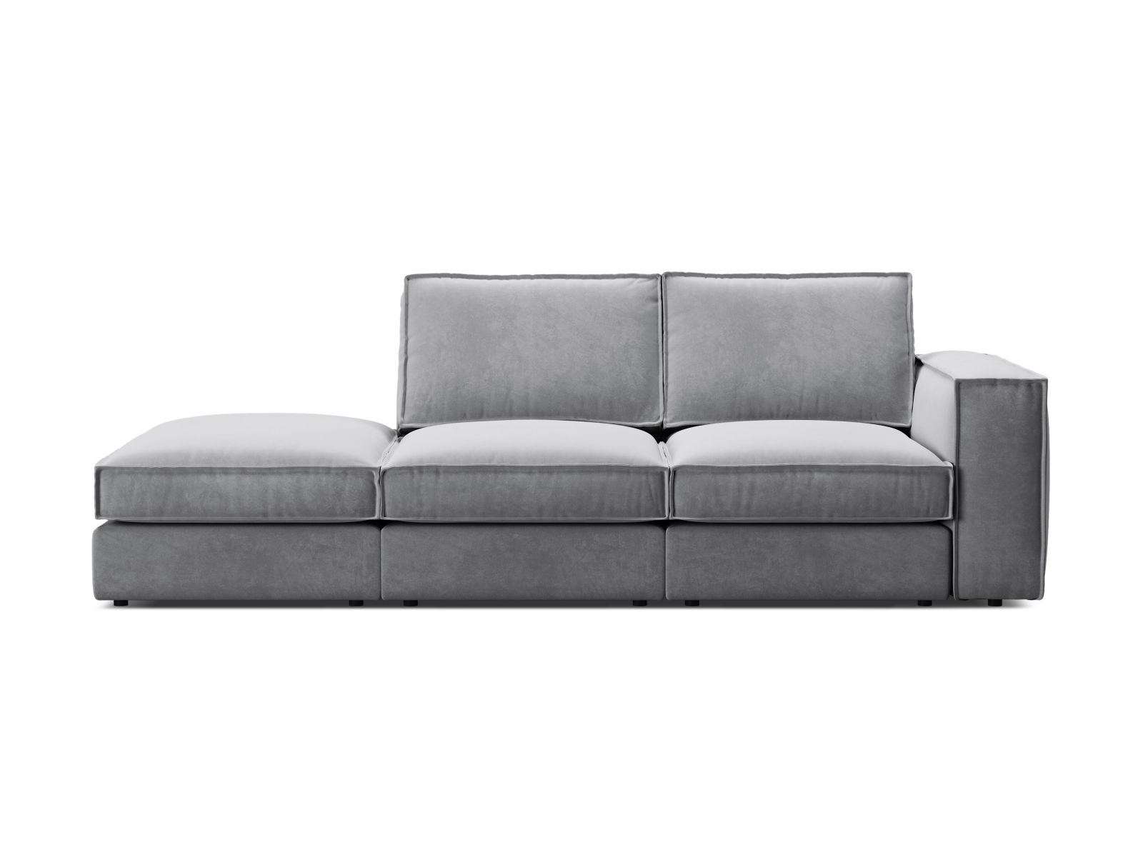 Velvet Modular Left Open Sofa, "Pola", 3 Seats, 259x103x88