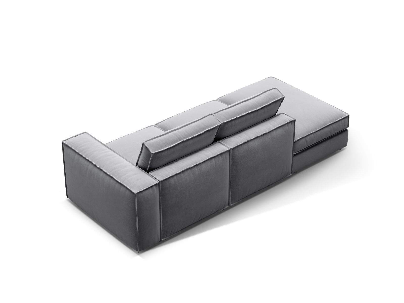Velvet Modular Left Open Sofa, "Pola", 3 Seats, 259x103x88