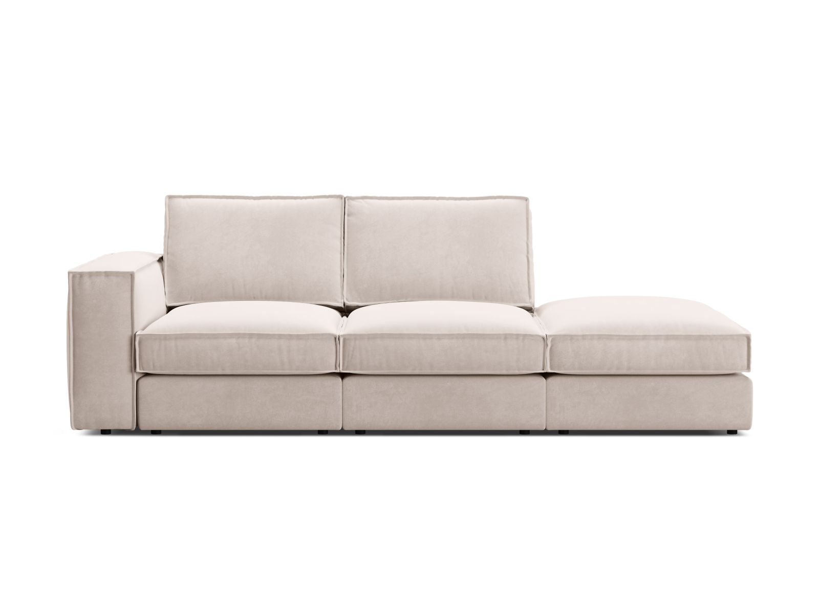 Velvet Modular Right Open Sofa, "Pola", 3 Seats, 259x103x88
