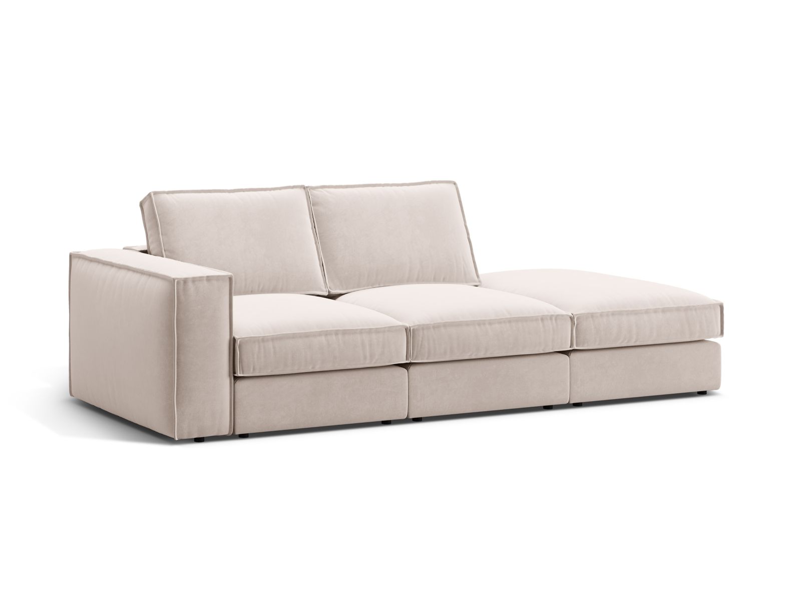 Velvet Modular Right Open Sofa, "Pola", 3 Seats, 259x103x88