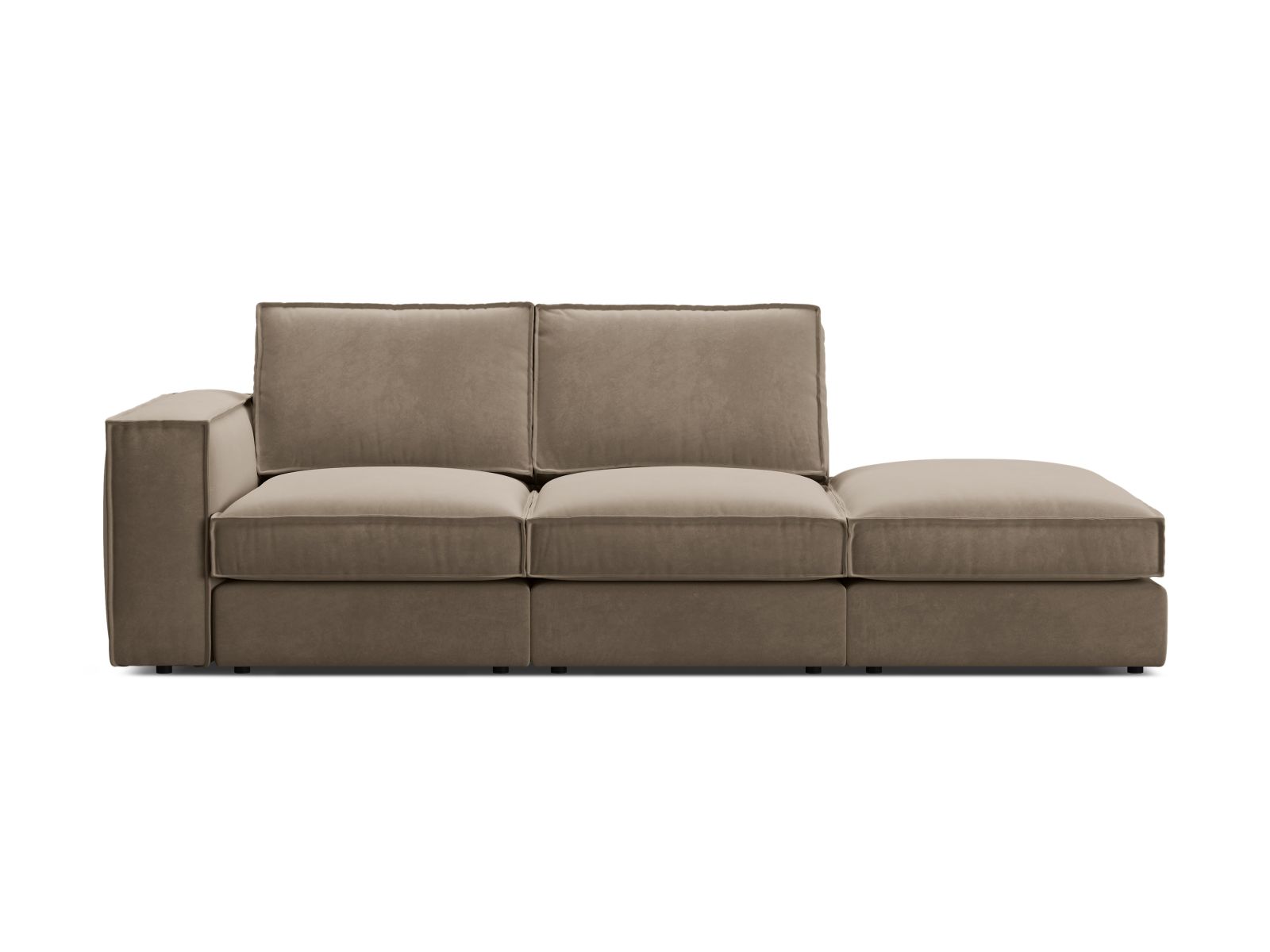 Velvet Modular Right Open Sofa, "Pola", 3 Seats, 259x103x88