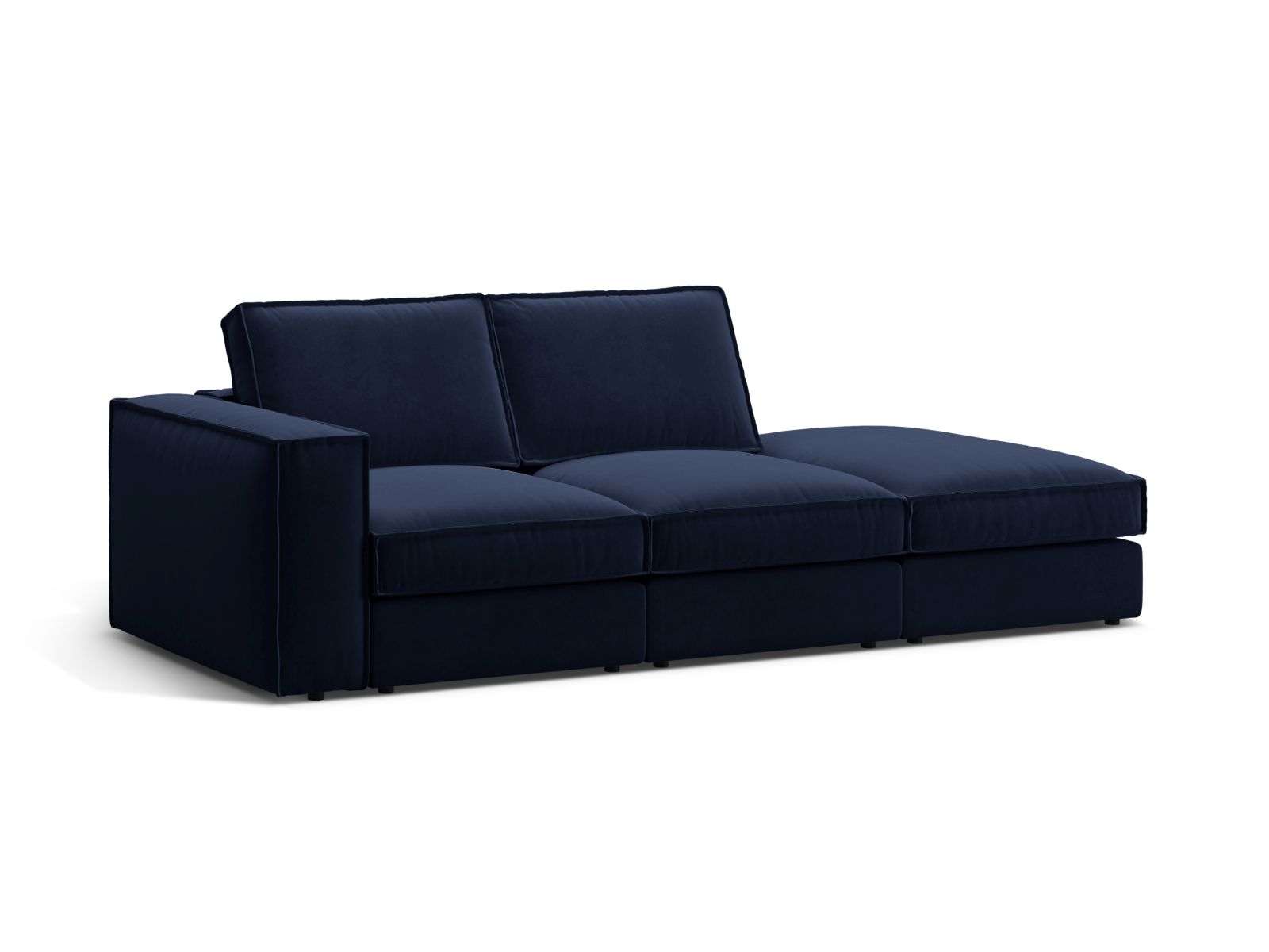 Velvet Modular Right Open Sofa, "Pola", 3 Seats, 259x103x88