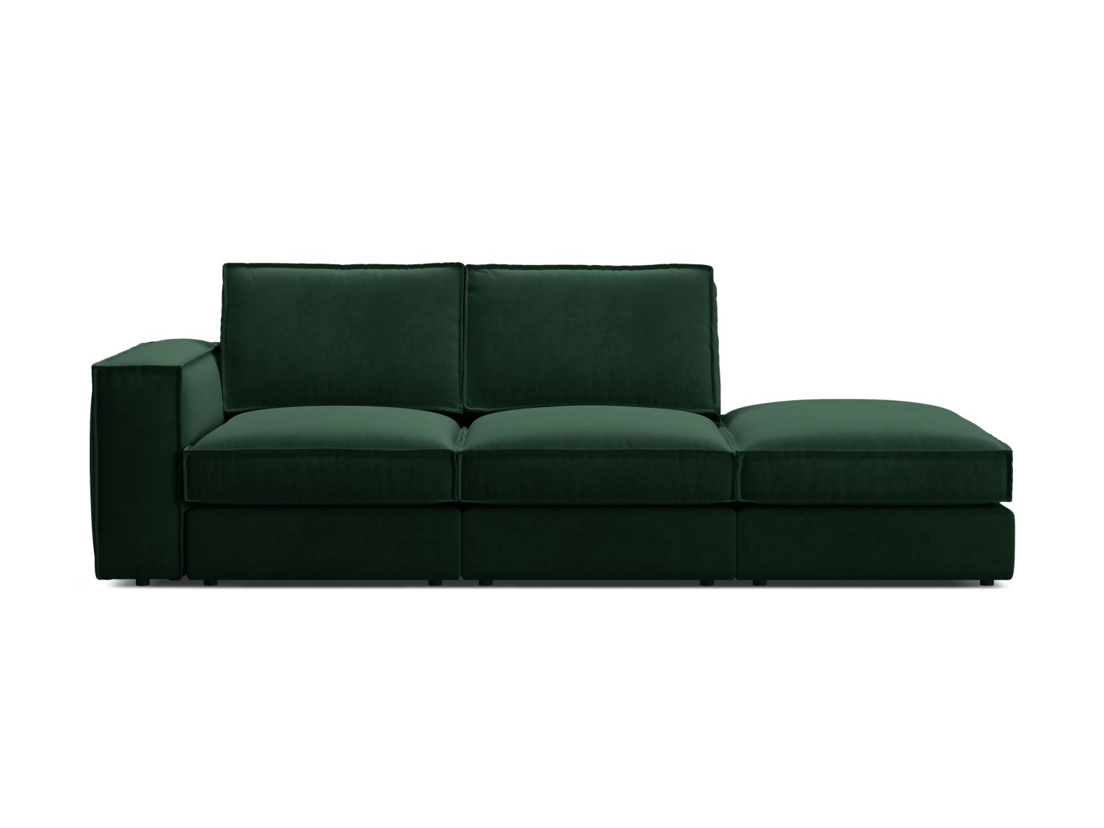 Velvet Modular Right Open Sofa, "Pola", 3 Seats, 259x103x88