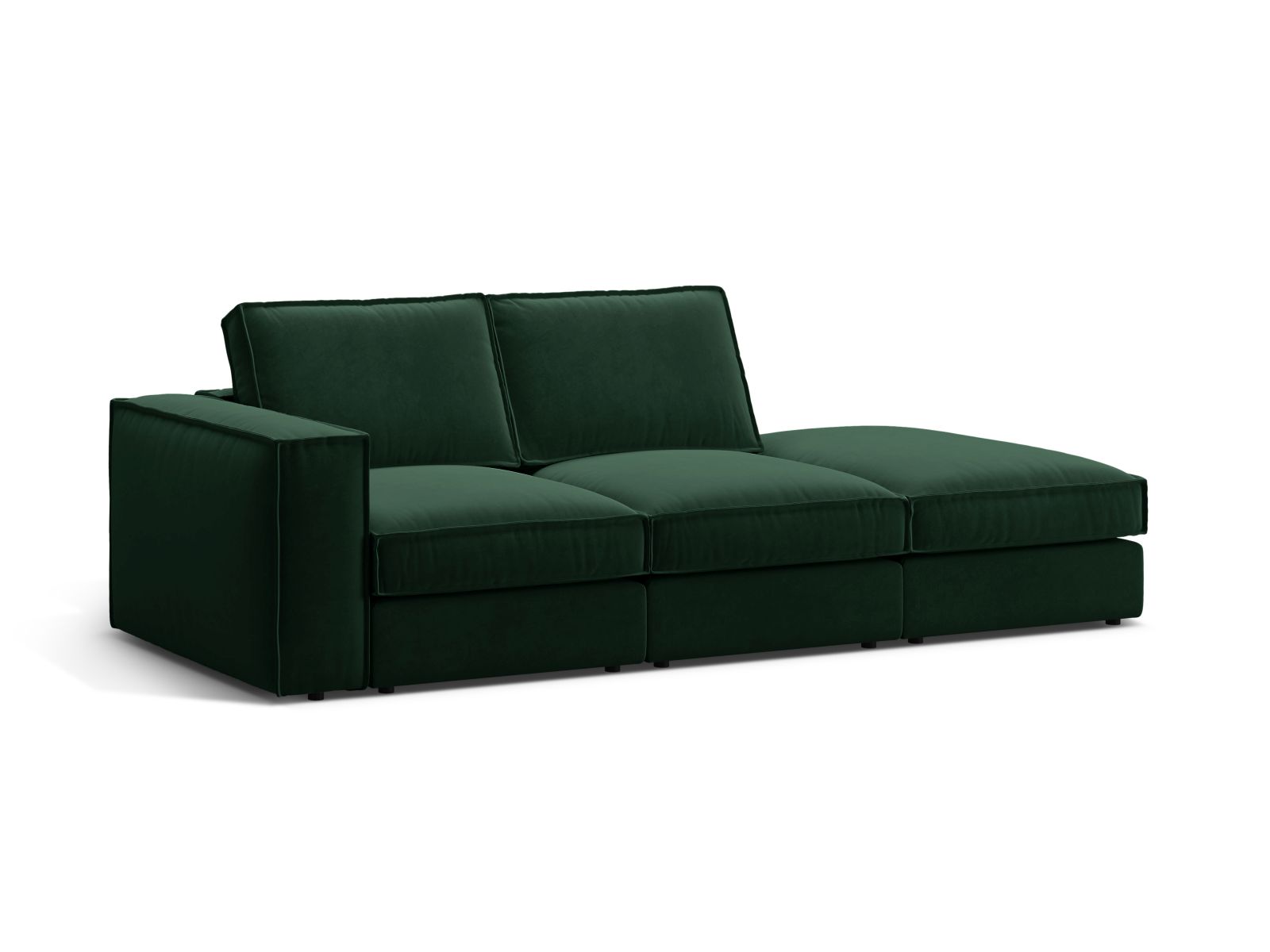 Velvet Modular Right Open Sofa, "Pola", 3 Seats, 259x103x88