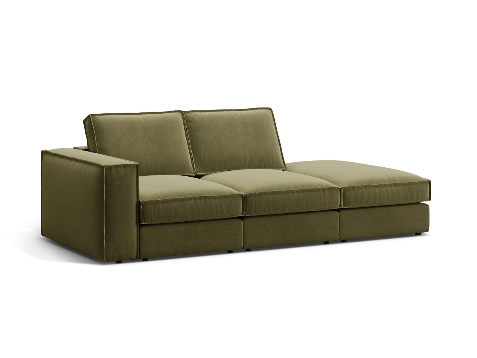 Velvet Modular Right Open Sofa, "Pola", 3 Seats, 259x103x88