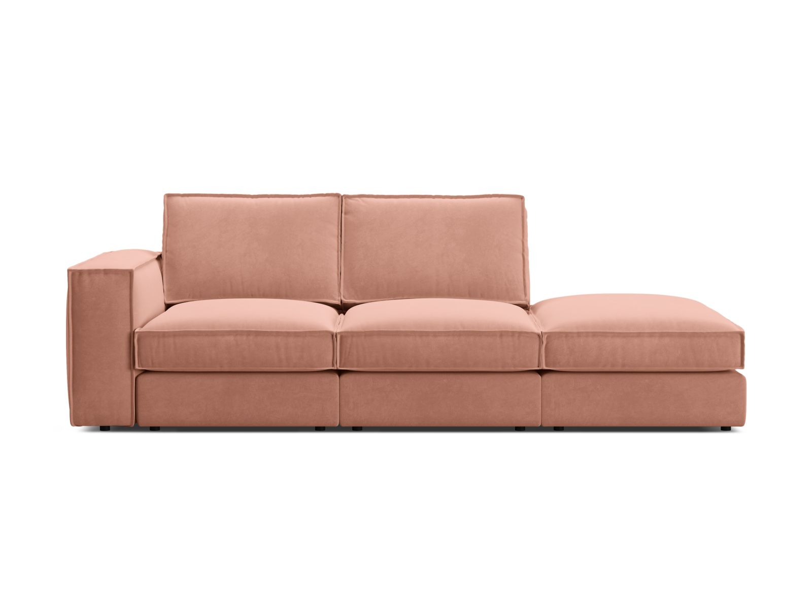 Velvet Modular Right Open Sofa, "Pola", 3 Seats, 259x103x88