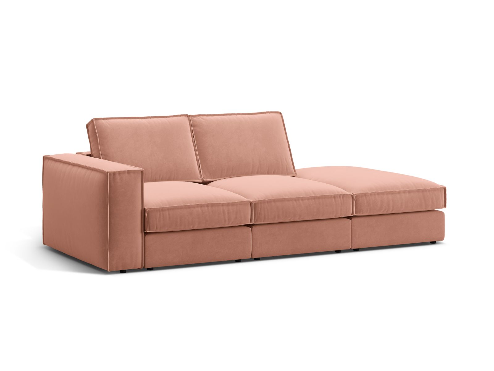 Velvet Modular Right Open Sofa, "Pola", 3 Seats, 259x103x88