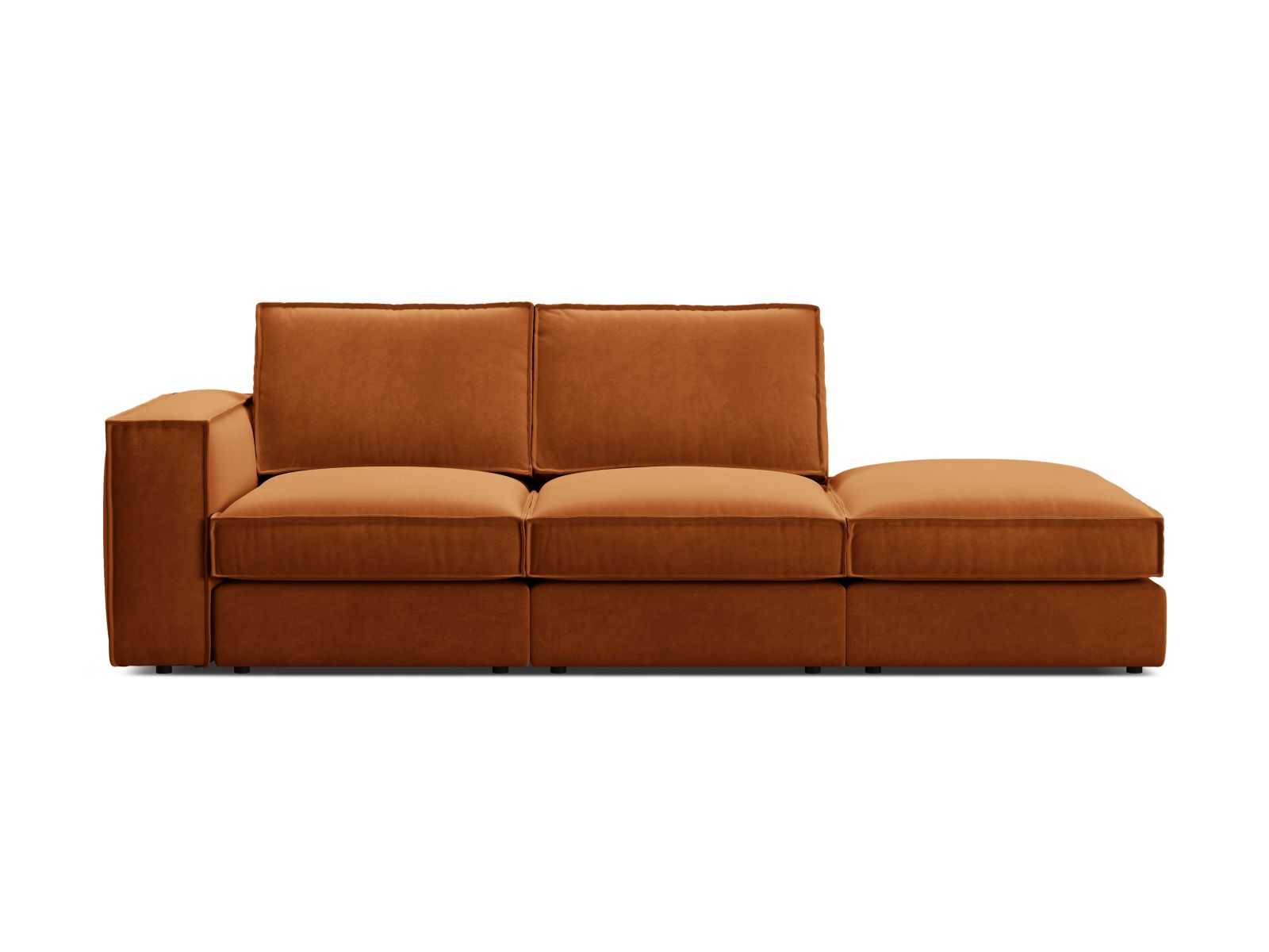 Velvet Modular Right Open Sofa, "Pola", 3 Seats, 259x103x88